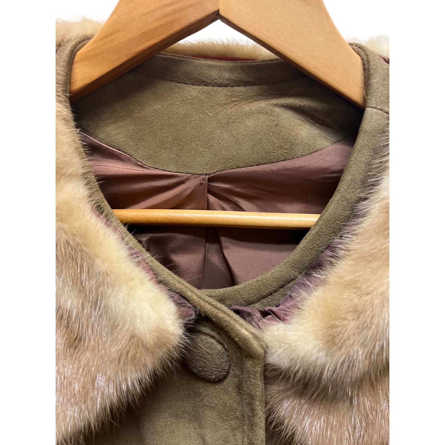 Vintage 60's Tan Suede Overcoat with Mink Fur Trim