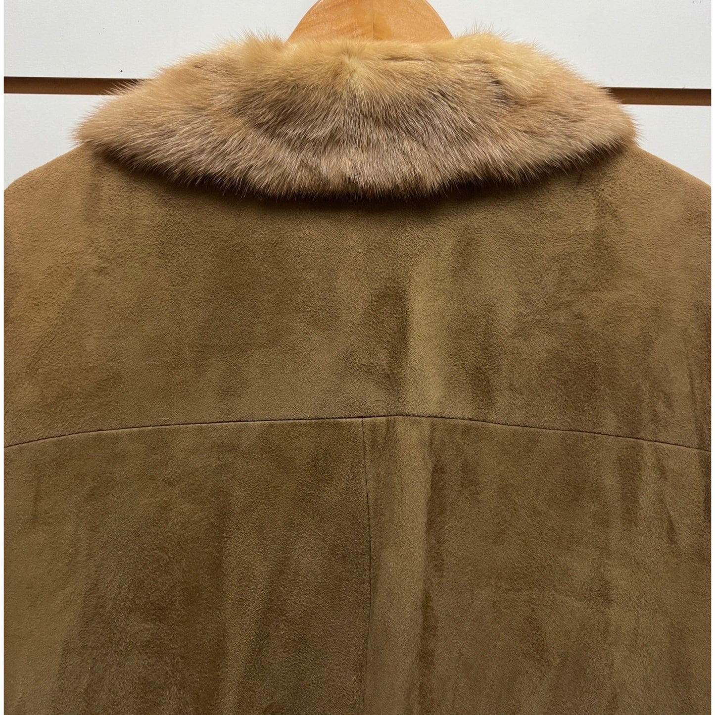 Vintage 60's Tan Suede Overcoat with Mink Fur Trim