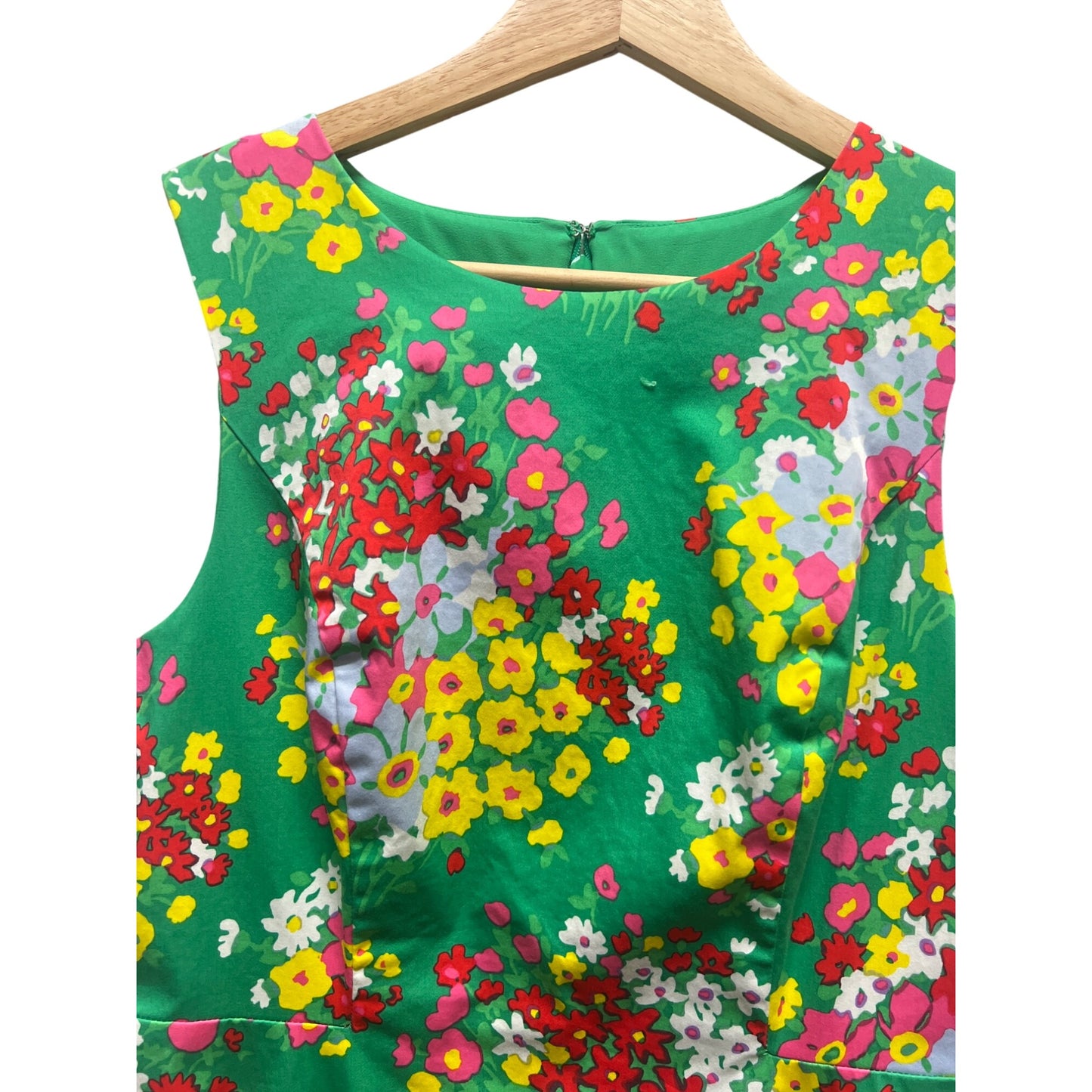 Talbots Springtime Green Floral Shift Dress