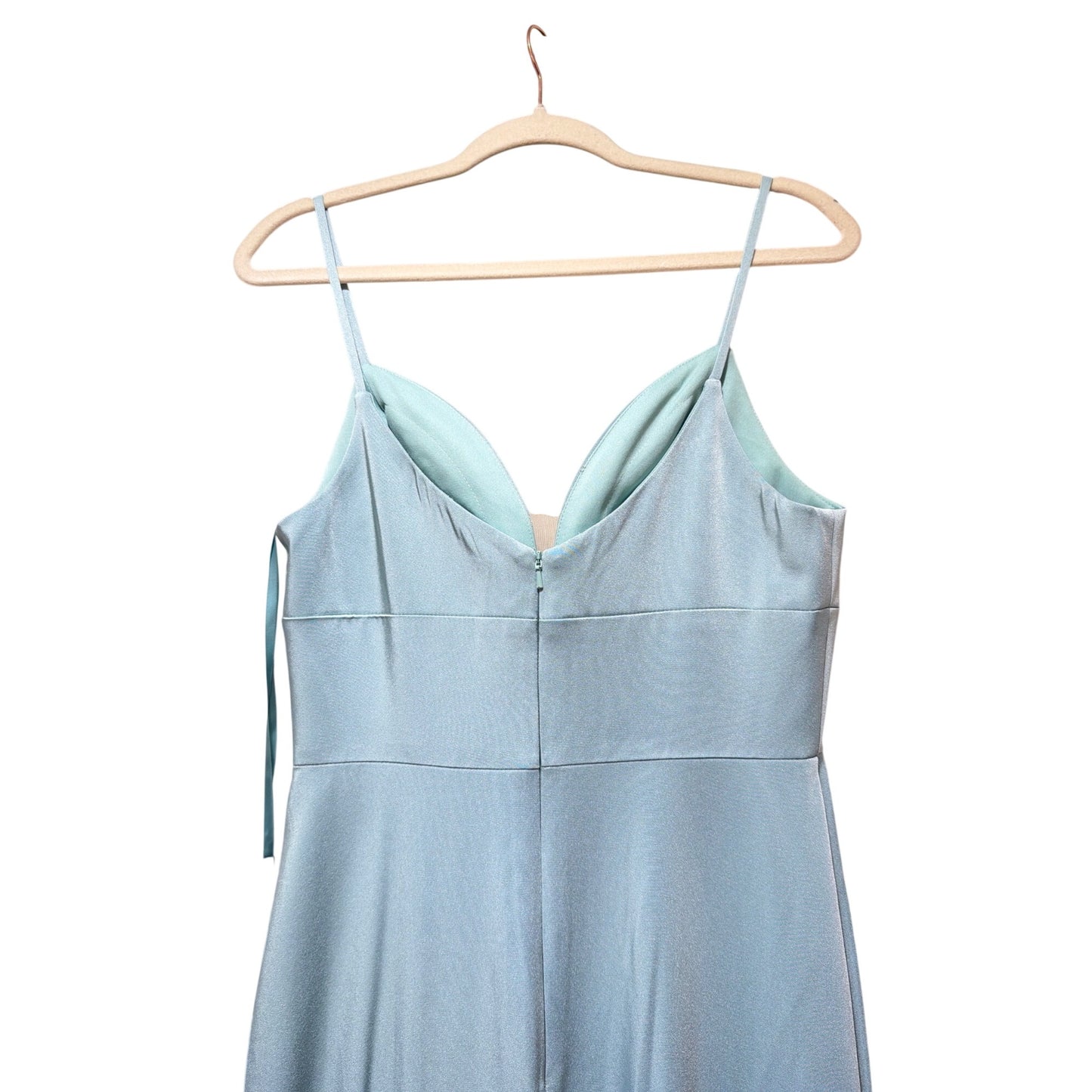 Cinderella Divine NWT Seafoam Blue Spaghetti Strap Formal Gown With Slit Size 8