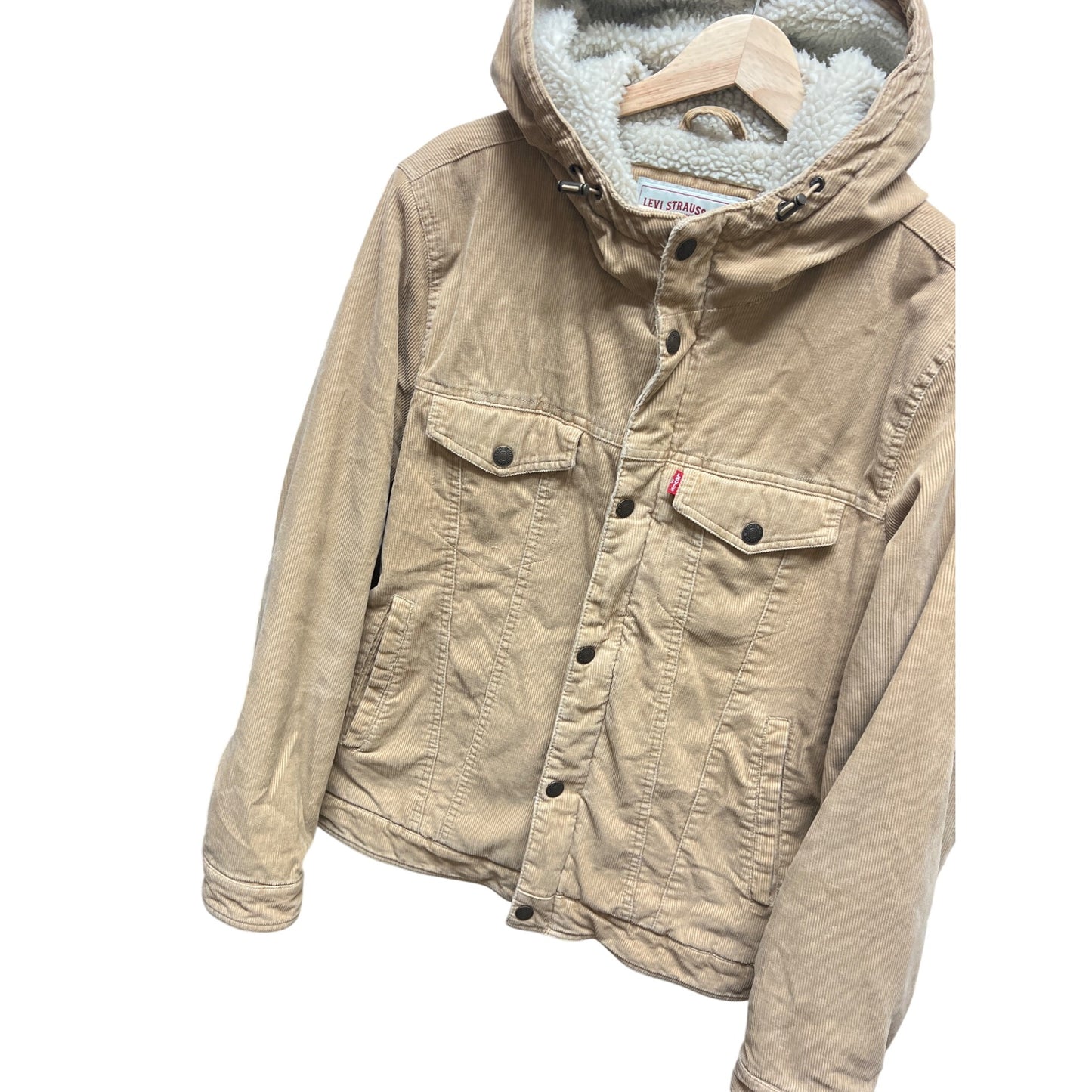 Levi's Tan Corduroy & Sherpa Trucker Hoodie Jacket