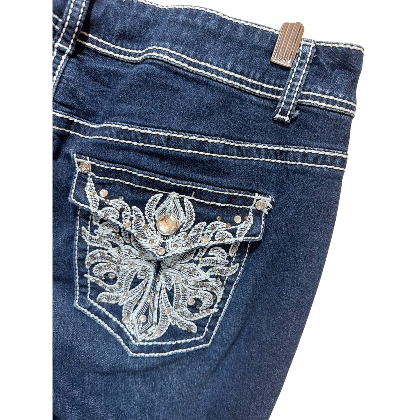 Apt 9 Y2K Embellished Pocket Bootcut Dark Wash Jeans