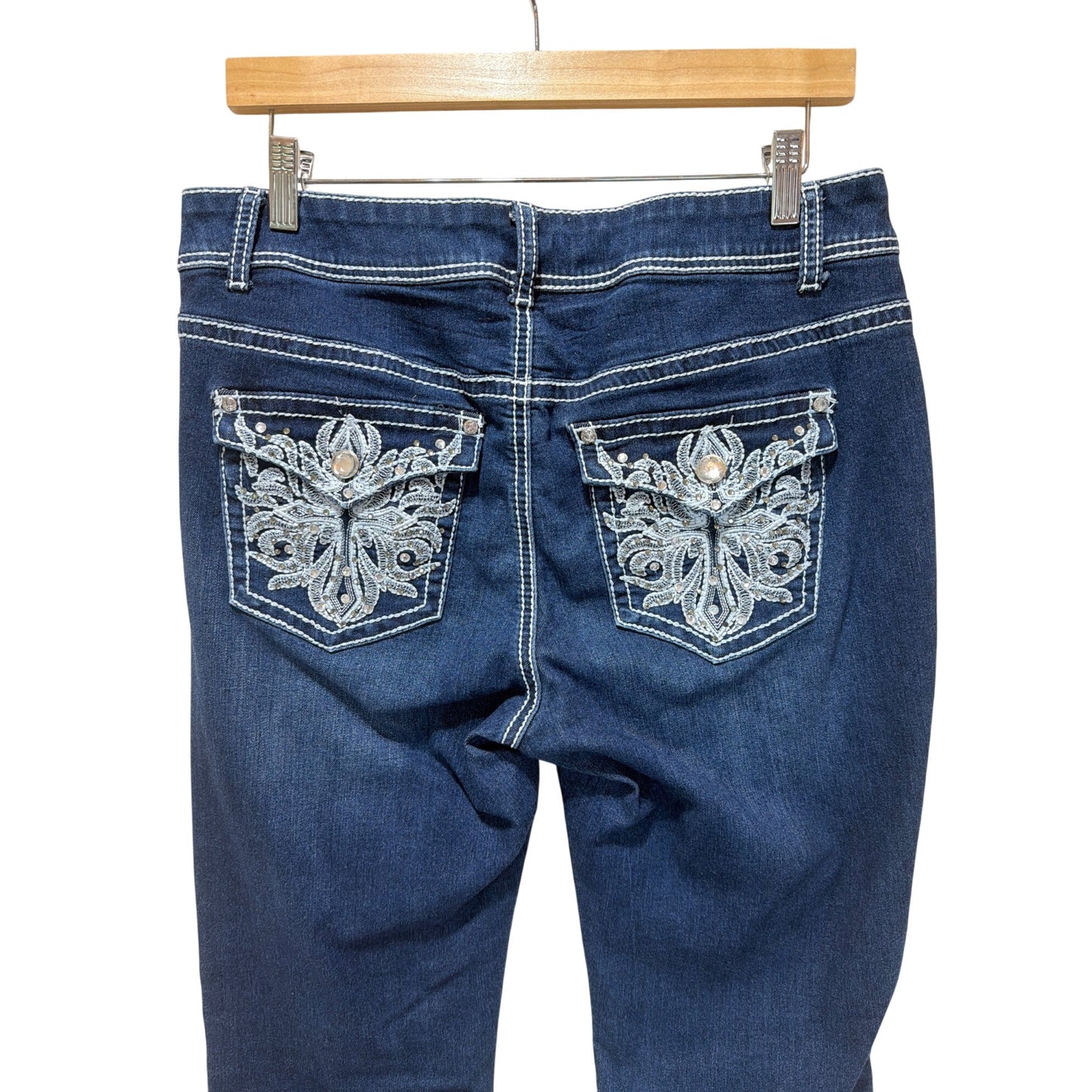 Apt 9 Y2K Embellished Pocket Bootcut Dark Wash Jeans