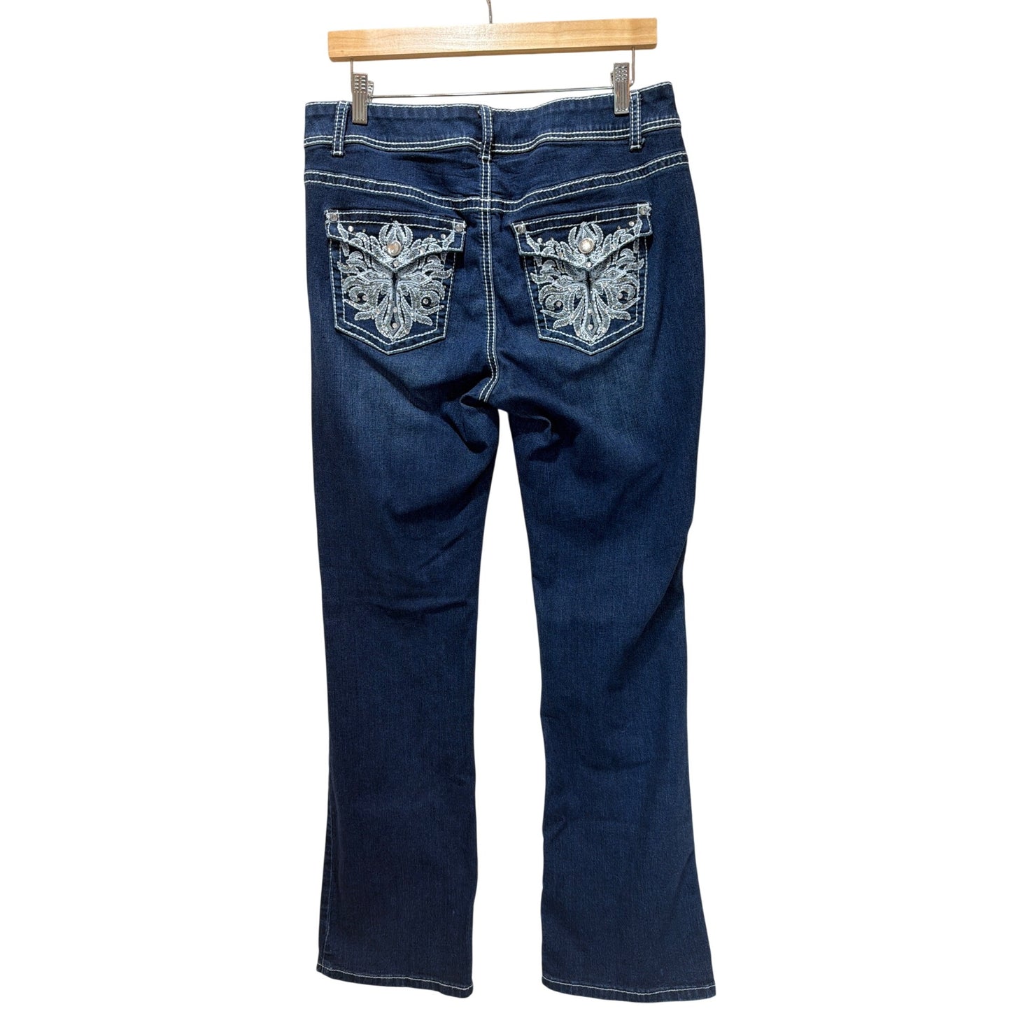 Apt 9 Y2K Embellished Pocket Bootcut Dark Wash Jeans