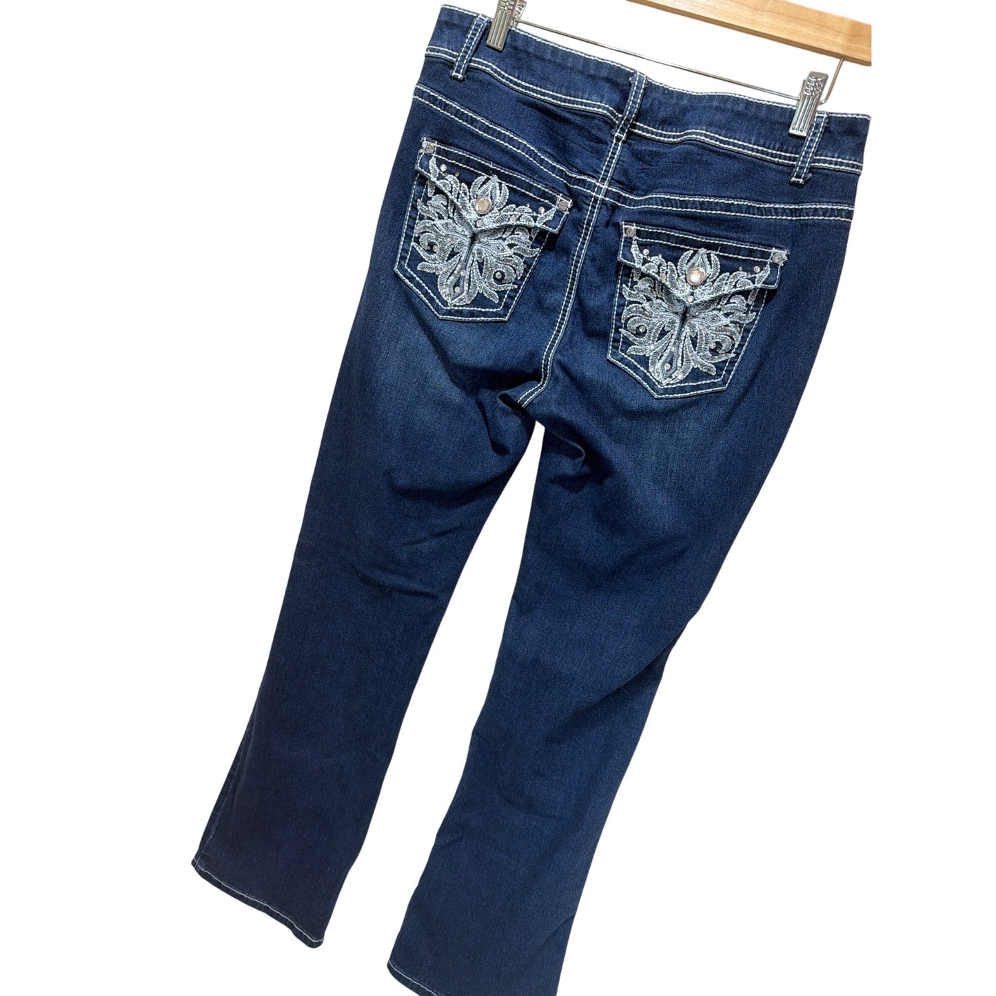 Apt 9 Y2K Embellished Pocket Bootcut Dark Wash Jeans