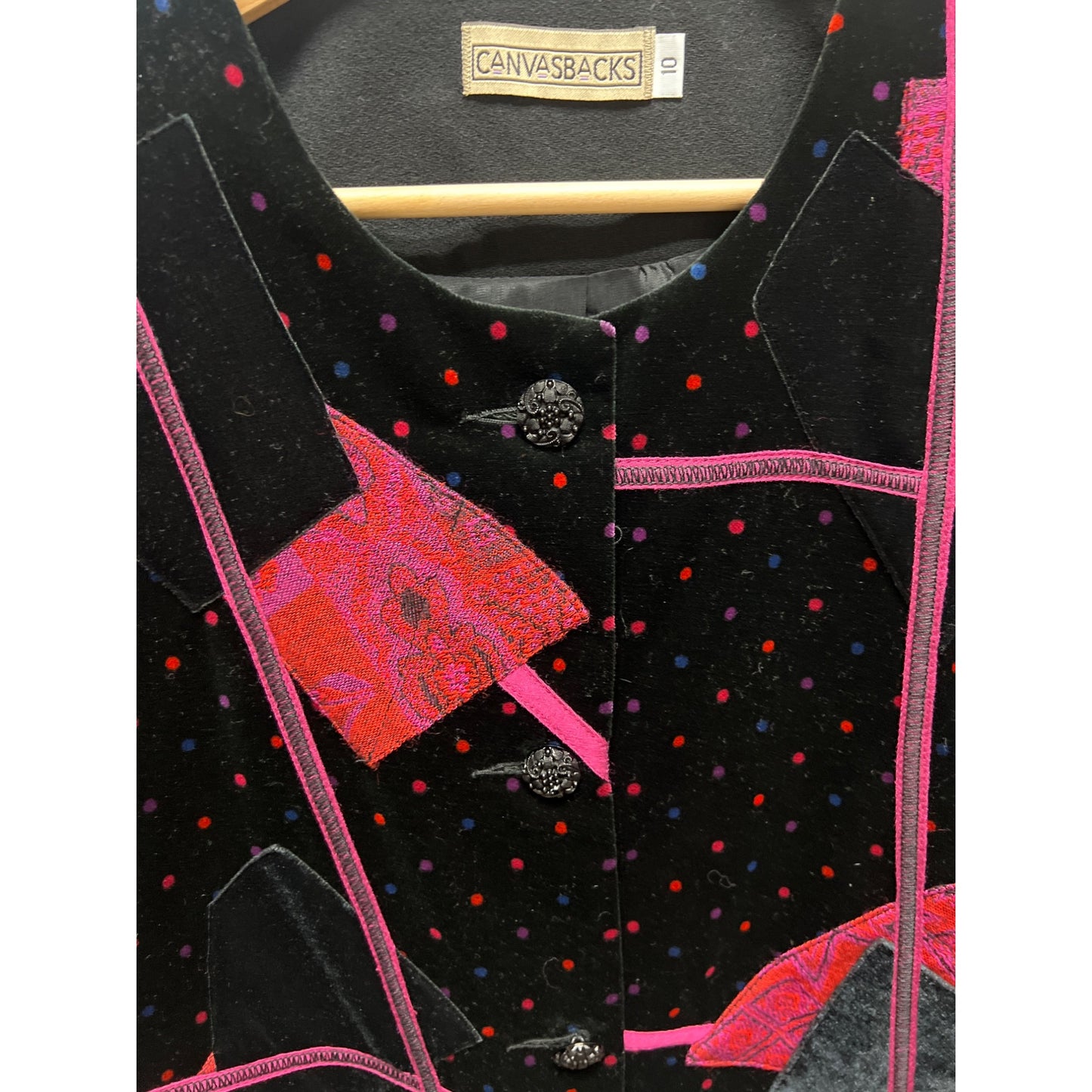 Canvasbacks Vintage 90's Abstract Pink and Black Velvet Blazer Jacket