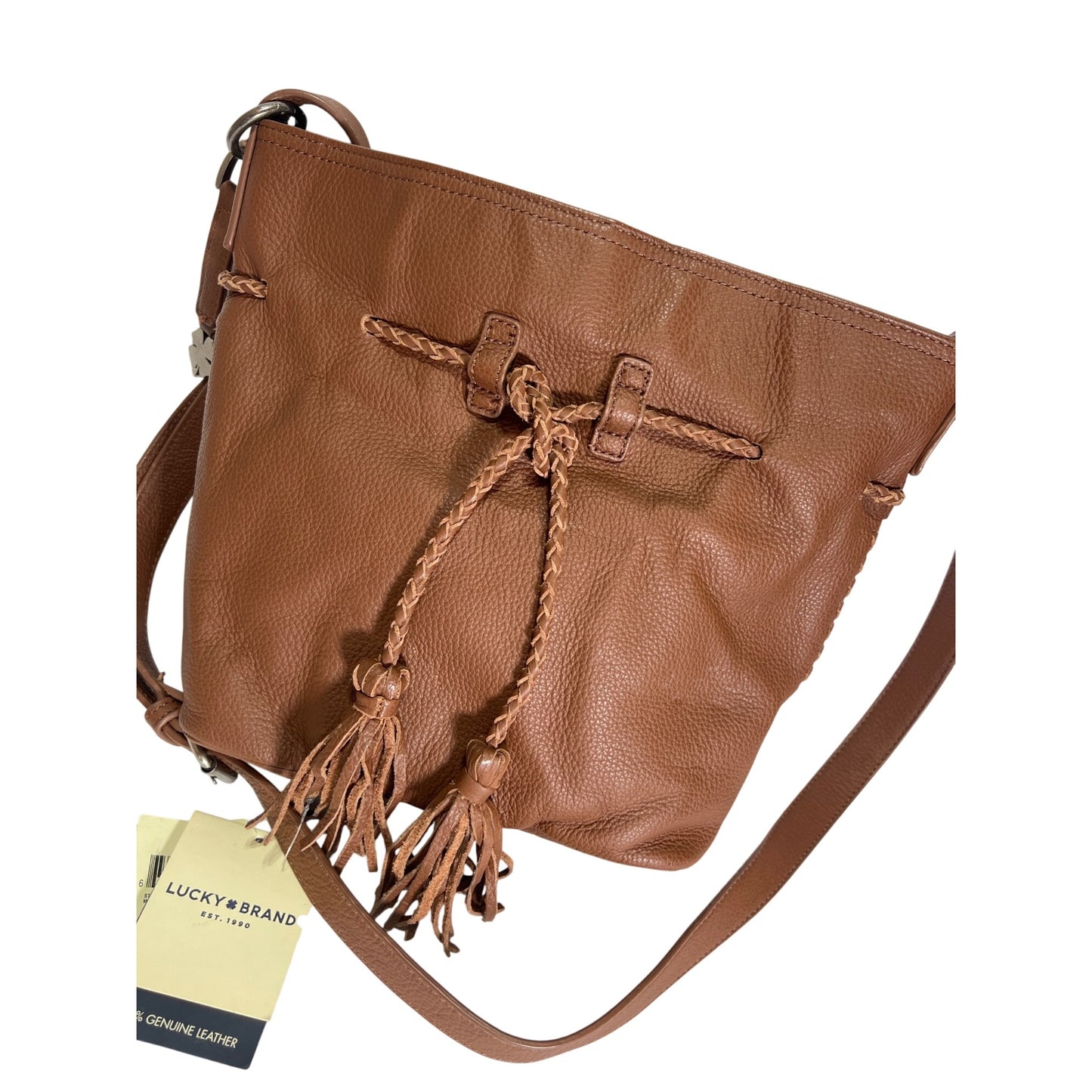 Lucky Brand NWT Brandy Shadow Leather Drawstring Boho Bucket Bag