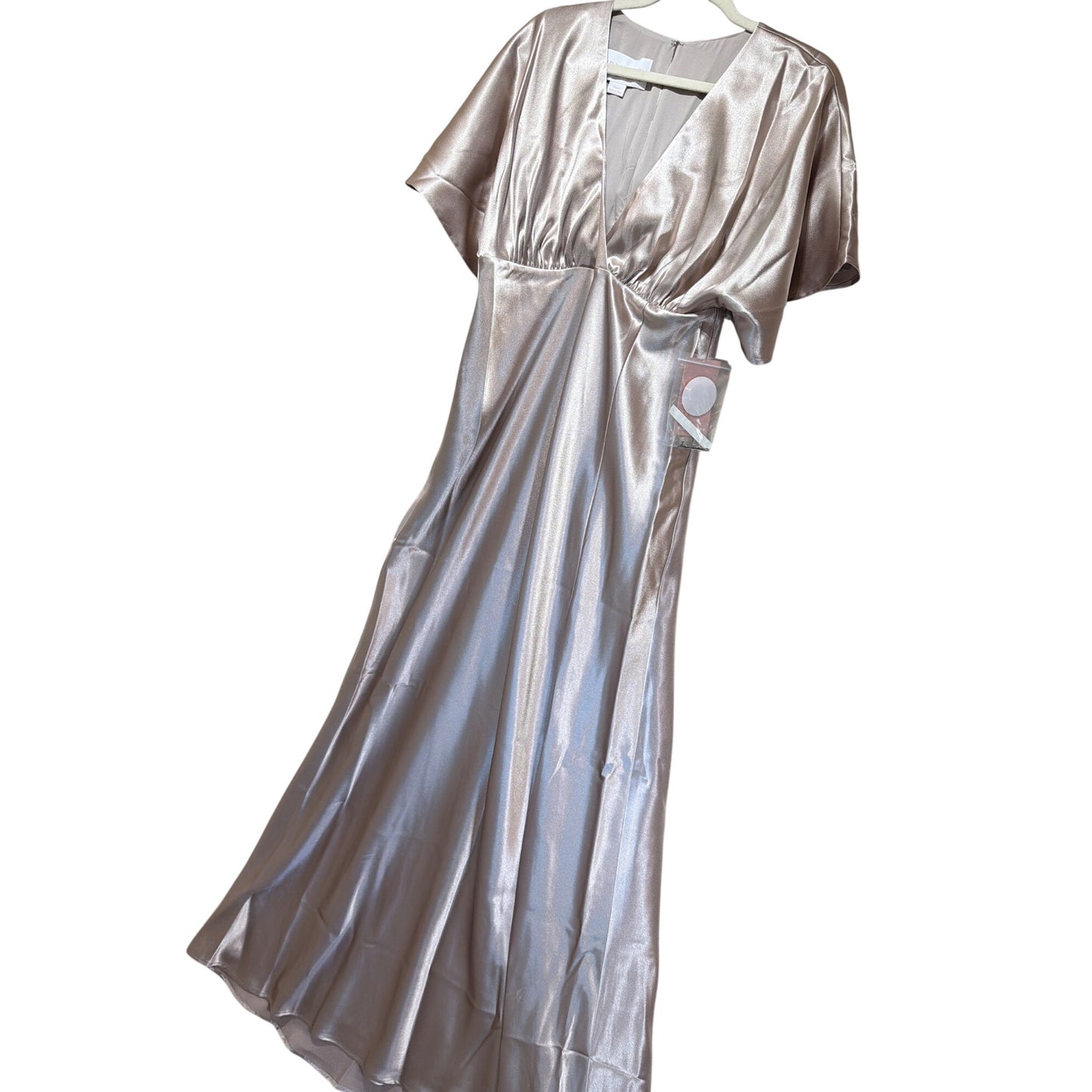 Birdy Grey Jesse Kimono Satin Maxi Dress Champagne L
