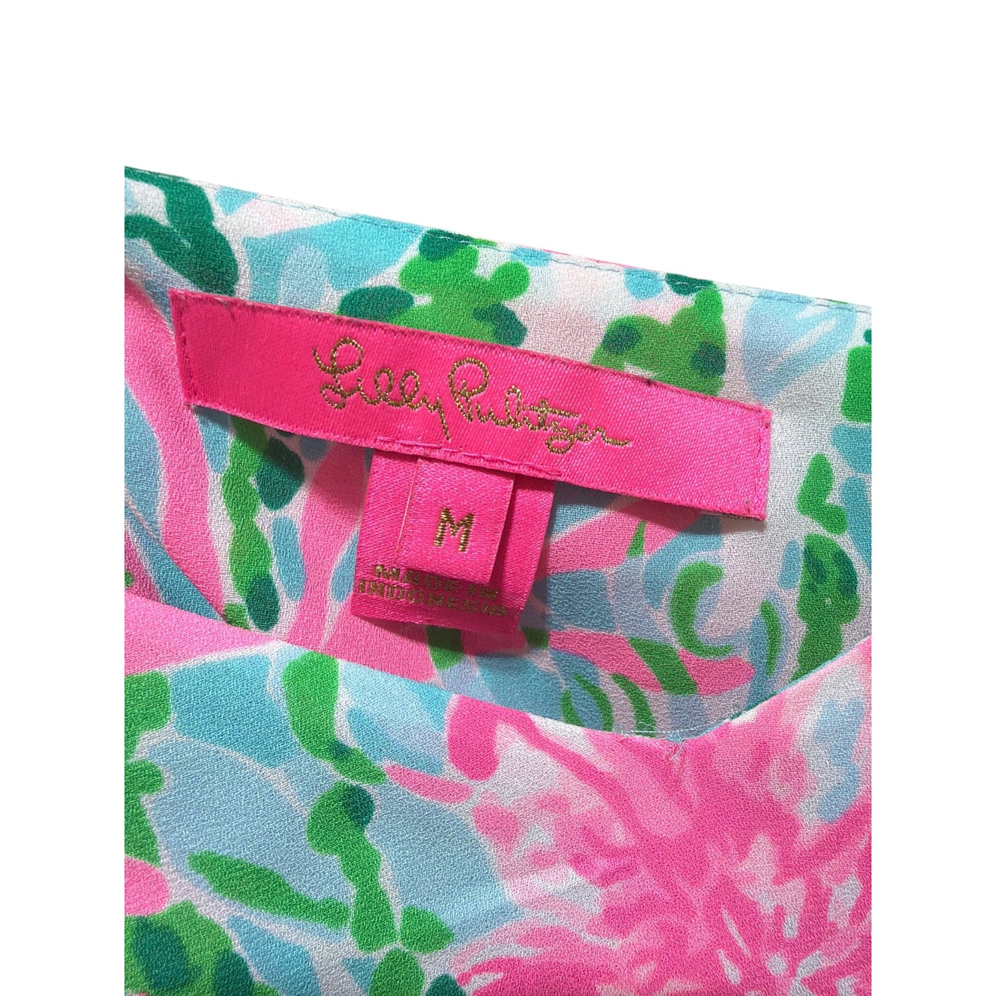 Lilly Pulitzer Nadia Cami Leaf It Wild Pink & Green Floral Print Adjustable Straps Womens M