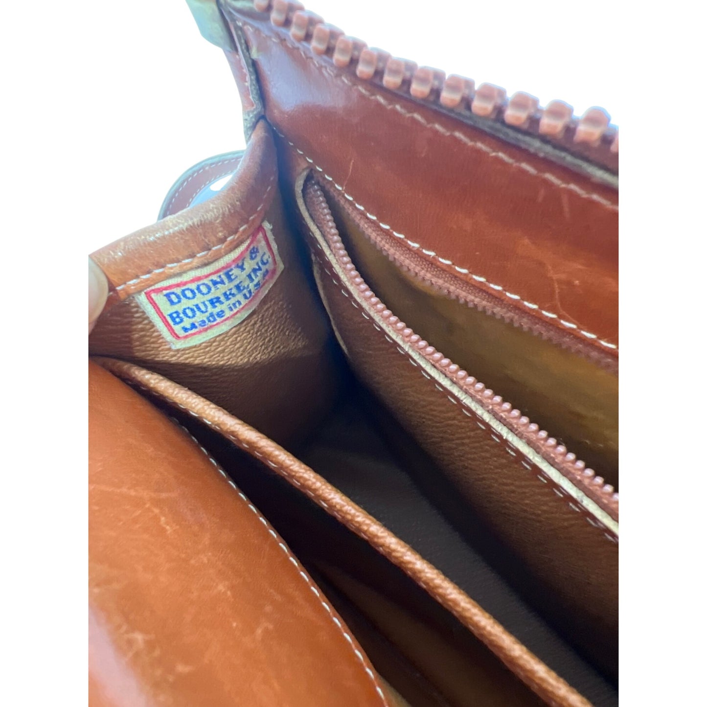 Dooney & Bourke Vintage Navy & Brown Pebble Leather Crossbody Bag With Adjustable Strap All-Weather Leather