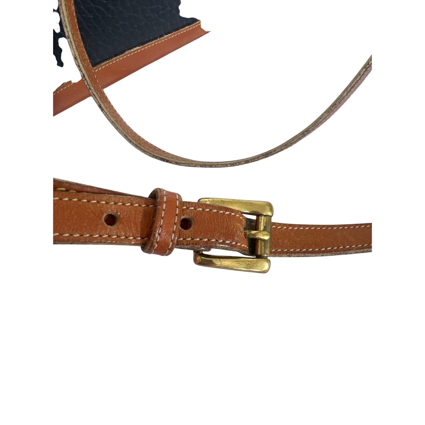 Dooney & Bourke Vintage Navy & Brown Pebble Leather Crossbody Bag With Adjustable Strap All-Weather Leather