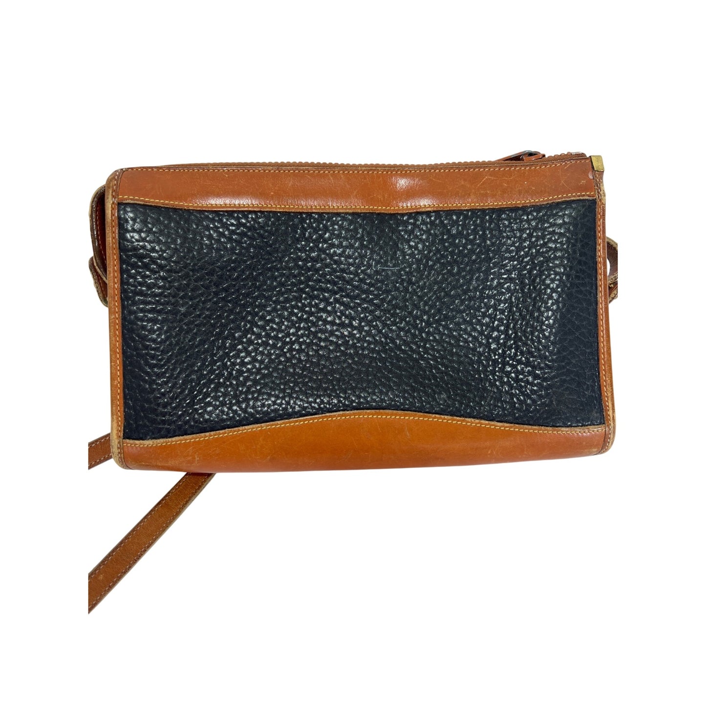 Dooney & Bourke Vintage Navy & Brown Pebble Leather Crossbody Bag With Adjustable Strap All-Weather Leather