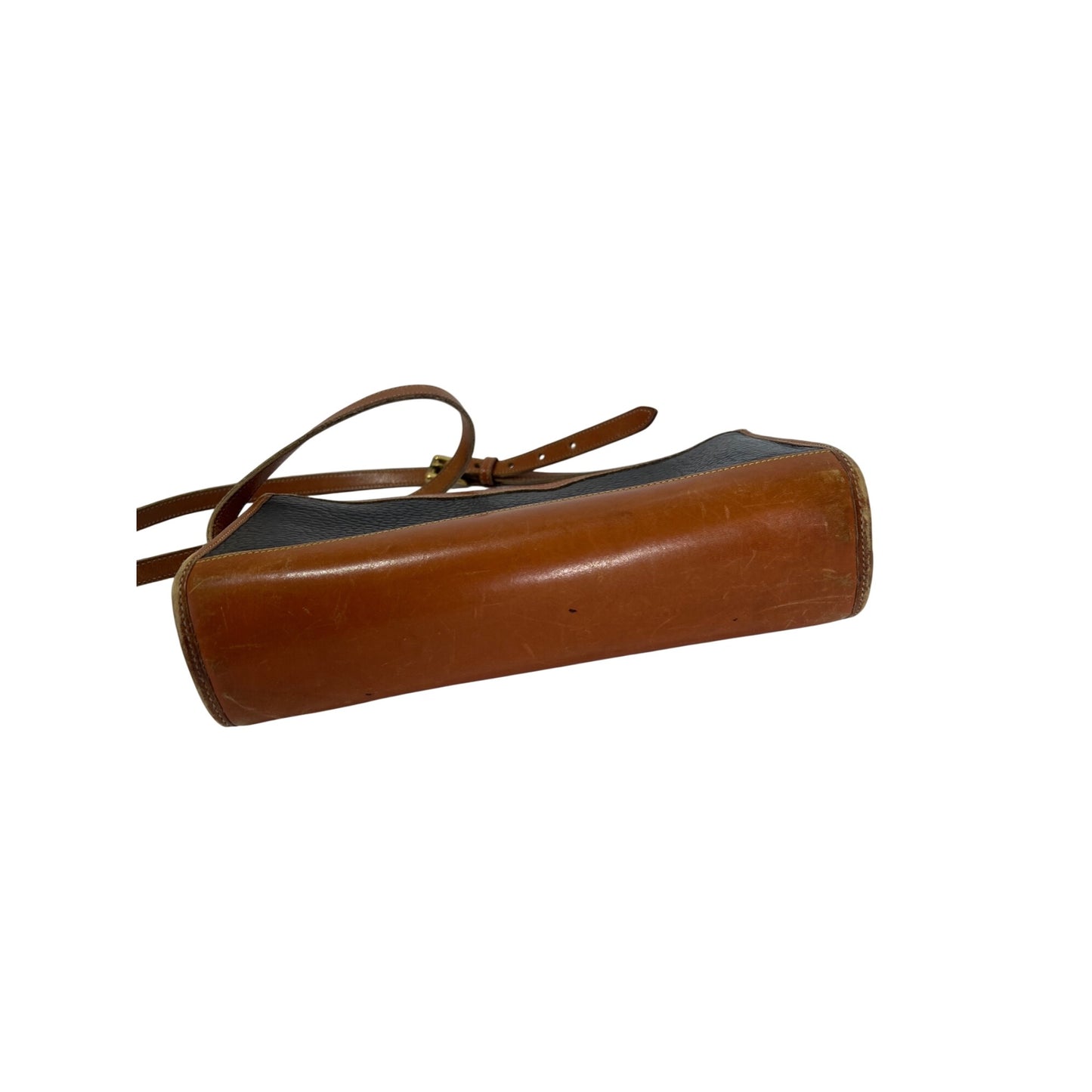 Dooney & Bourke Vintage Navy & Brown Pebble Leather Crossbody Bag With Adjustable Strap All-Weather Leather
