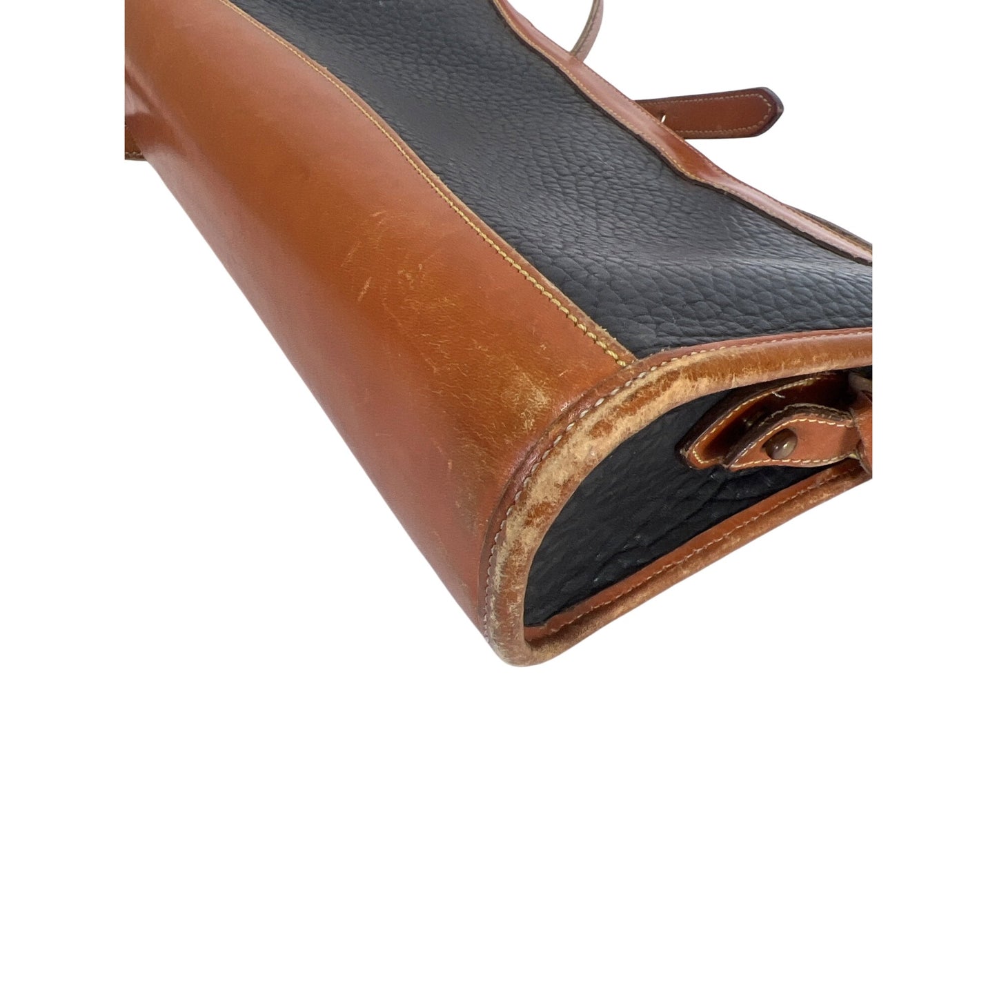 Dooney & Bourke Vintage Navy & Brown Pebble Leather Crossbody Bag With Adjustable Strap All-Weather Leather