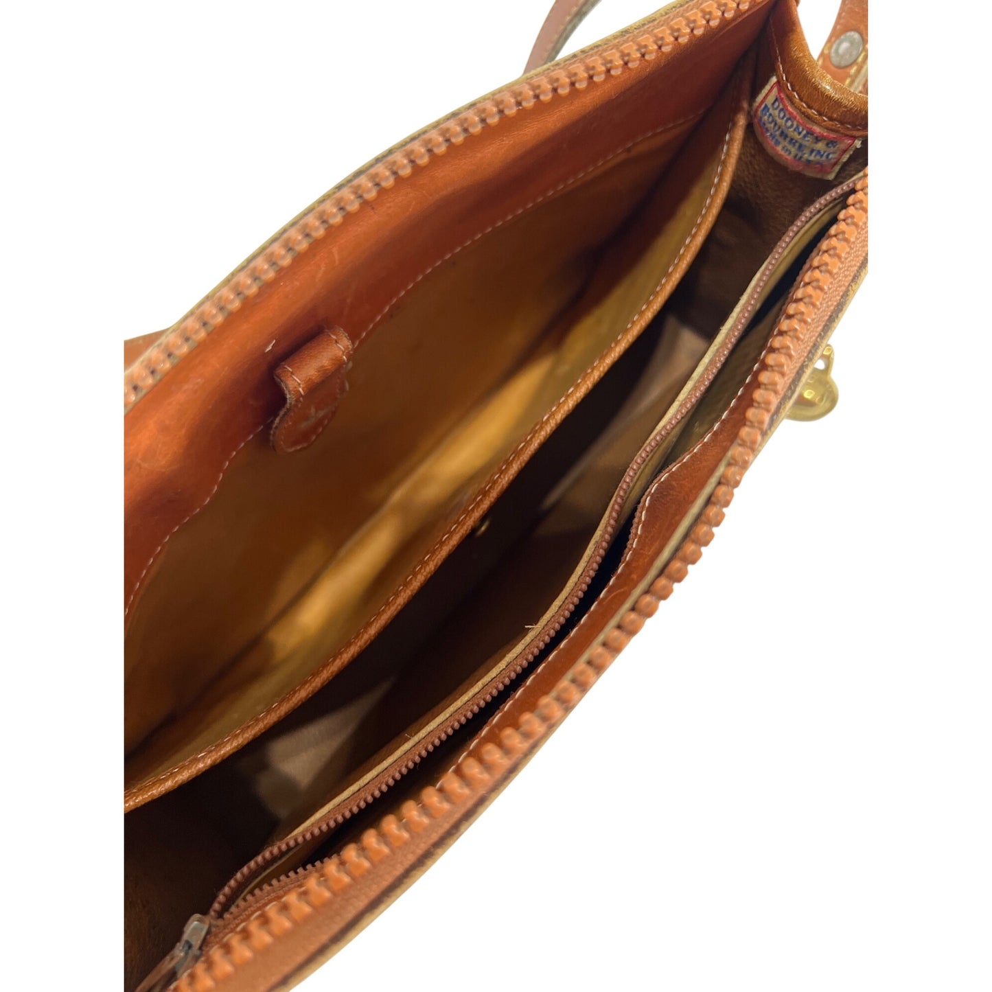 Dooney & Bourke Vintage Navy & Brown Pebble Leather Crossbody Bag With Adjustable Strap All-Weather Leather