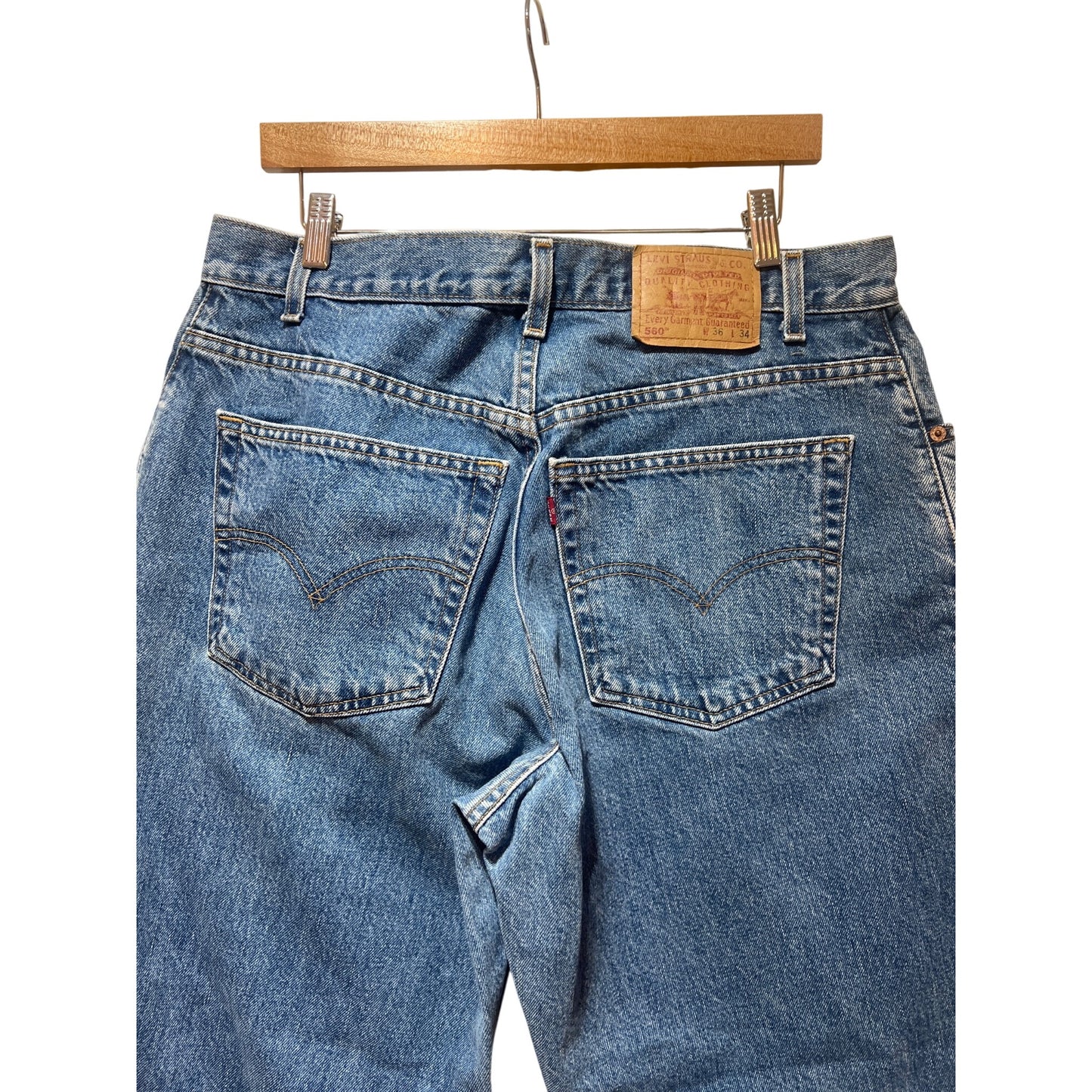 Levis 560 Blue Relaxed Fit Tapered Leg Jeans Vintage Y2K 2002 Mens 36x30