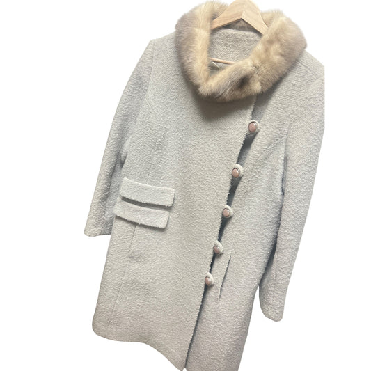Winkleman's Vintage 50's Ivory White Wool Coat with Fur Collar