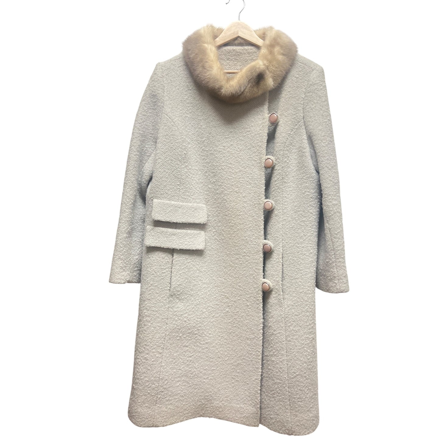 Winkleman's Vintage 50's Ivory White Wool Coat with Fur Collar