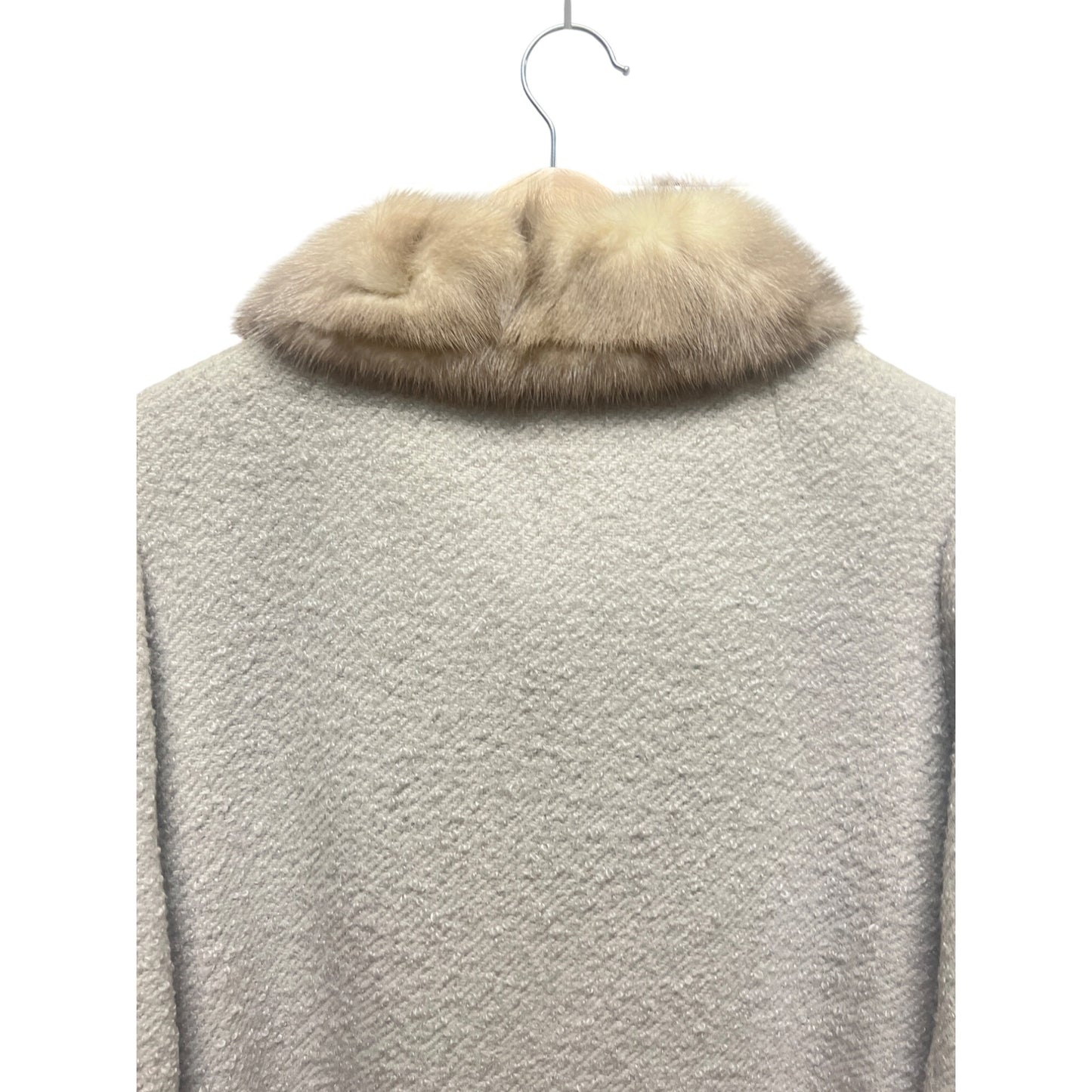 Winkleman's Vintage 50's Ivory White Wool Coat with Fur Collar