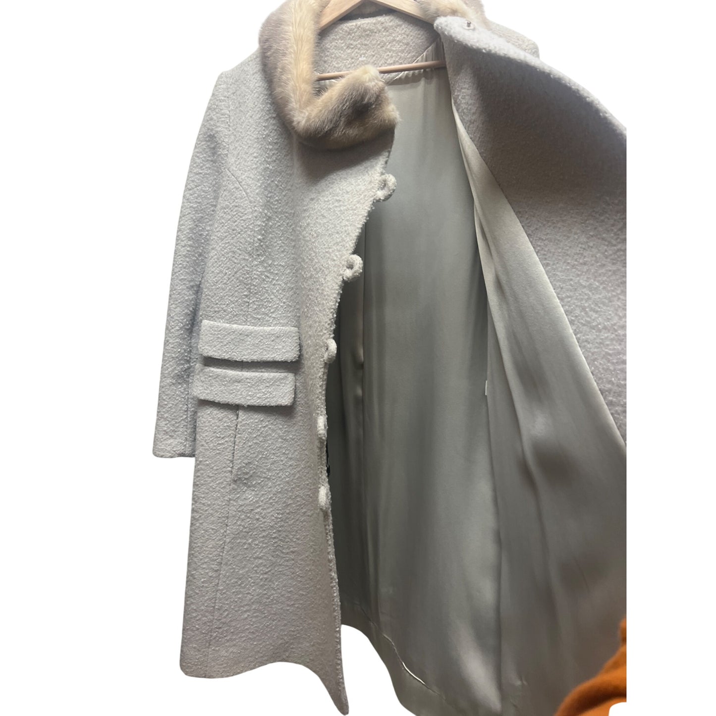 Winkleman's Vintage 50's Ivory White Wool Coat with Fur Collar