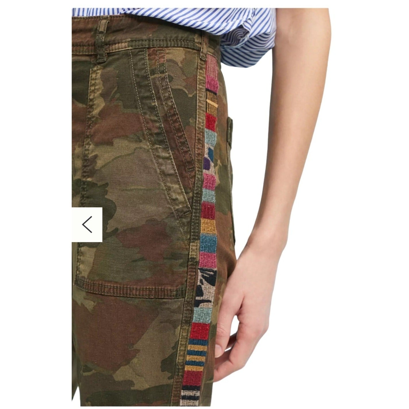 Anthropologie NWT Camo with Multicolor Striped Wanderer Utility Pants