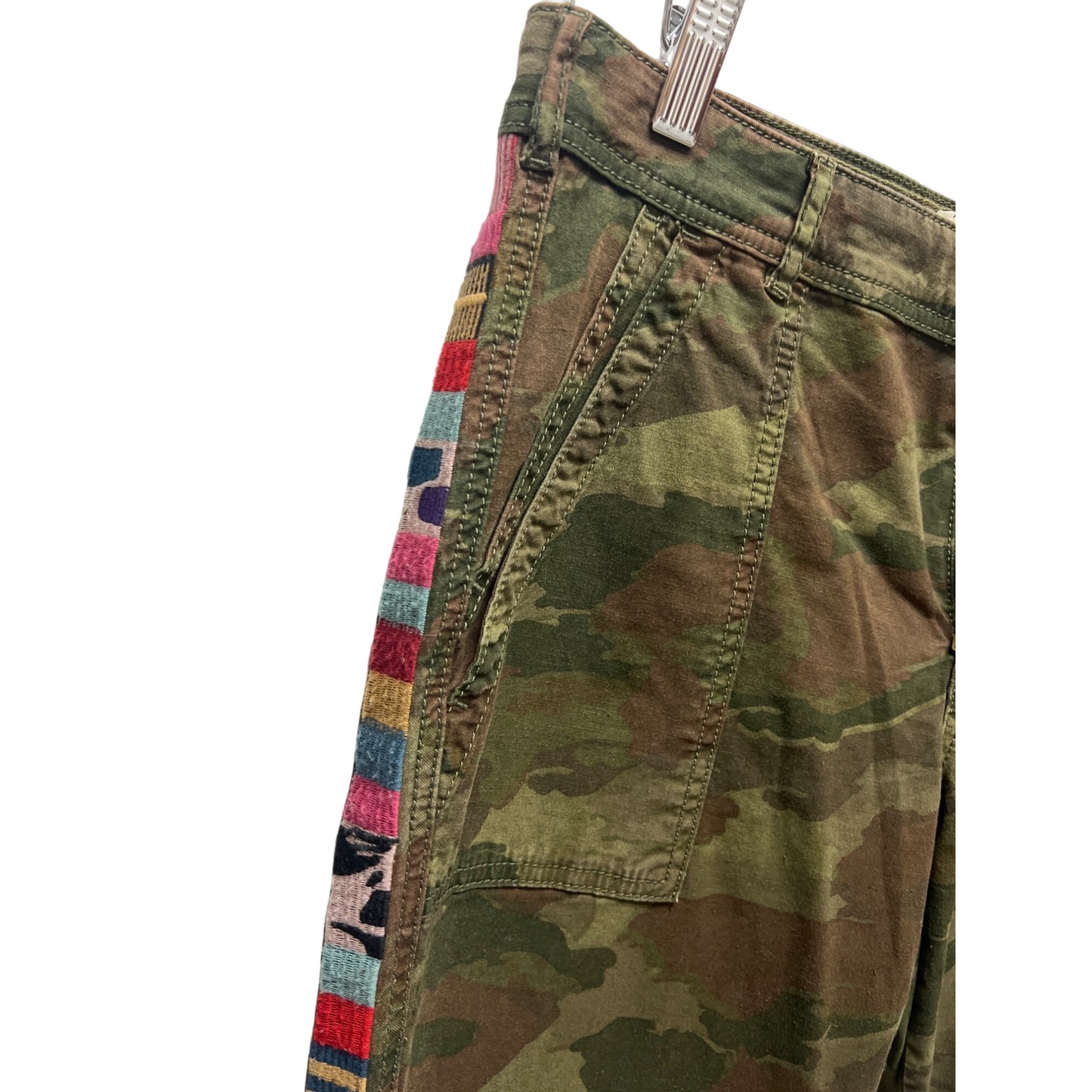 Anthropologie NWT Camo with Multicolor Striped Wanderer Utility Pants