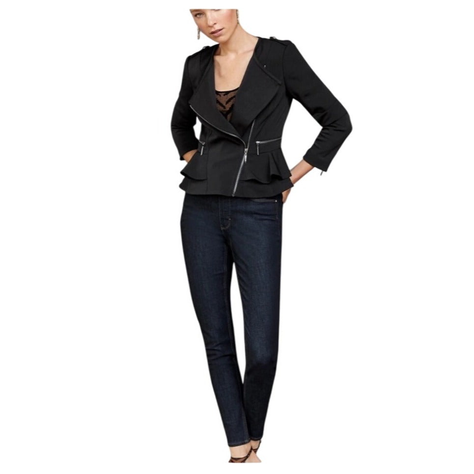 White House Black Market Essential Black Full Zip Moto Jacket