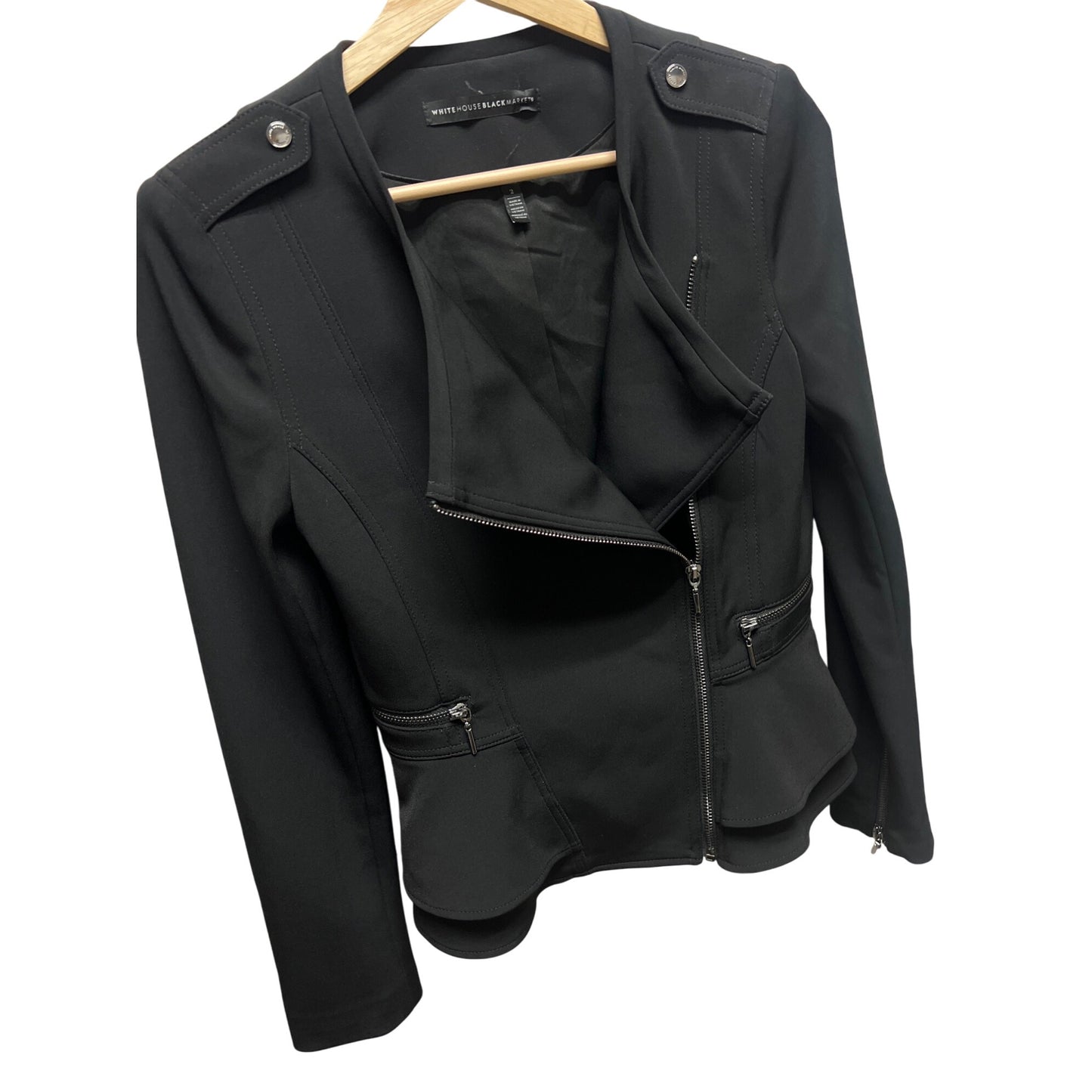White House Black Market Essential Black Full Zip Moto Jacket
