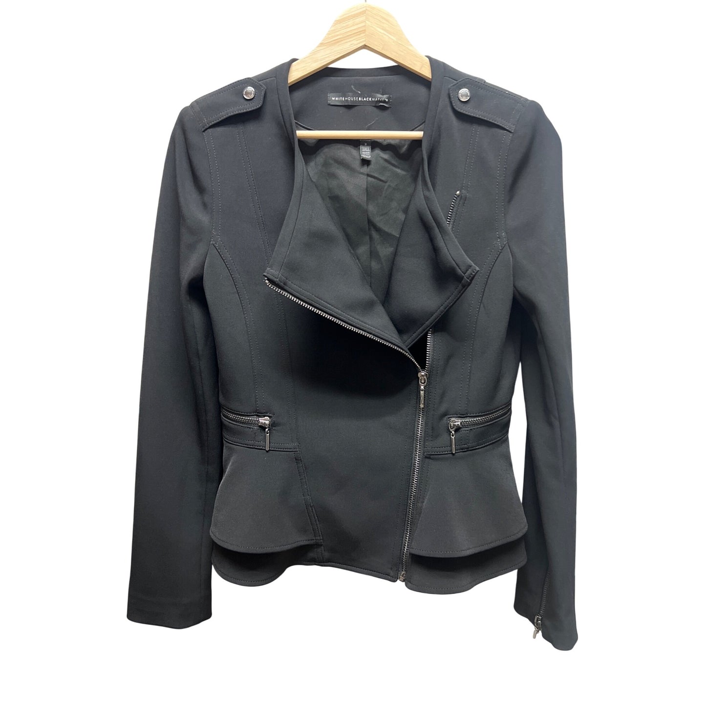 White House Black Market Essential Black Full Zip Moto Jacket