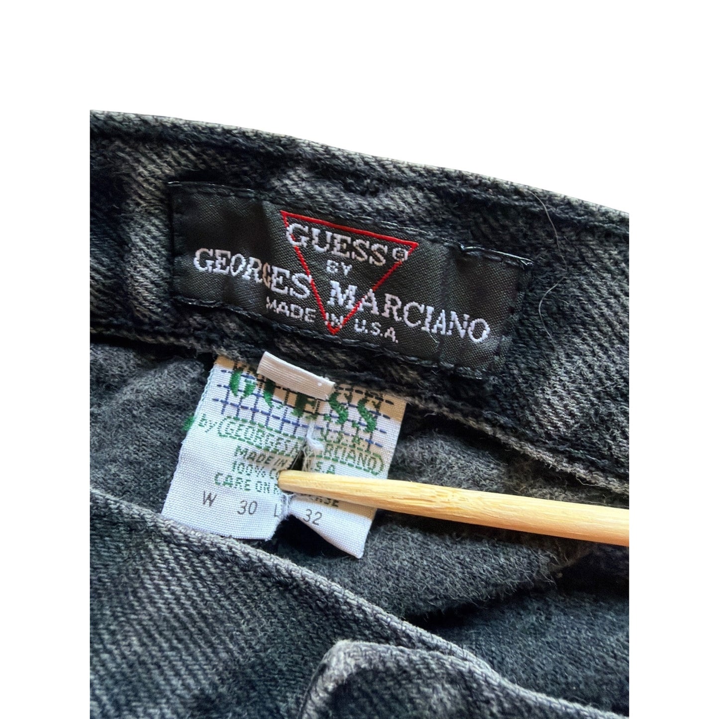 Guess By Georges Marciano Vintage 80s Black High-Waisted Pascal Fit Denim Jeans W30 L32 USA Made