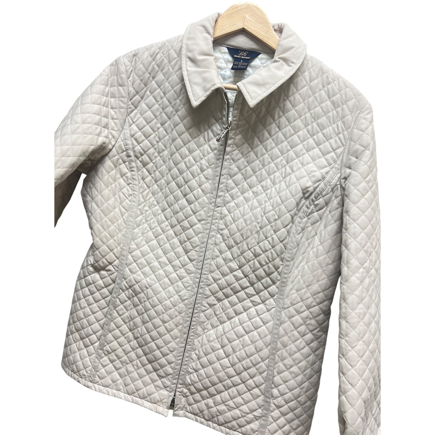 Brooks Brothers 346 Off White Quilted Chore Coat