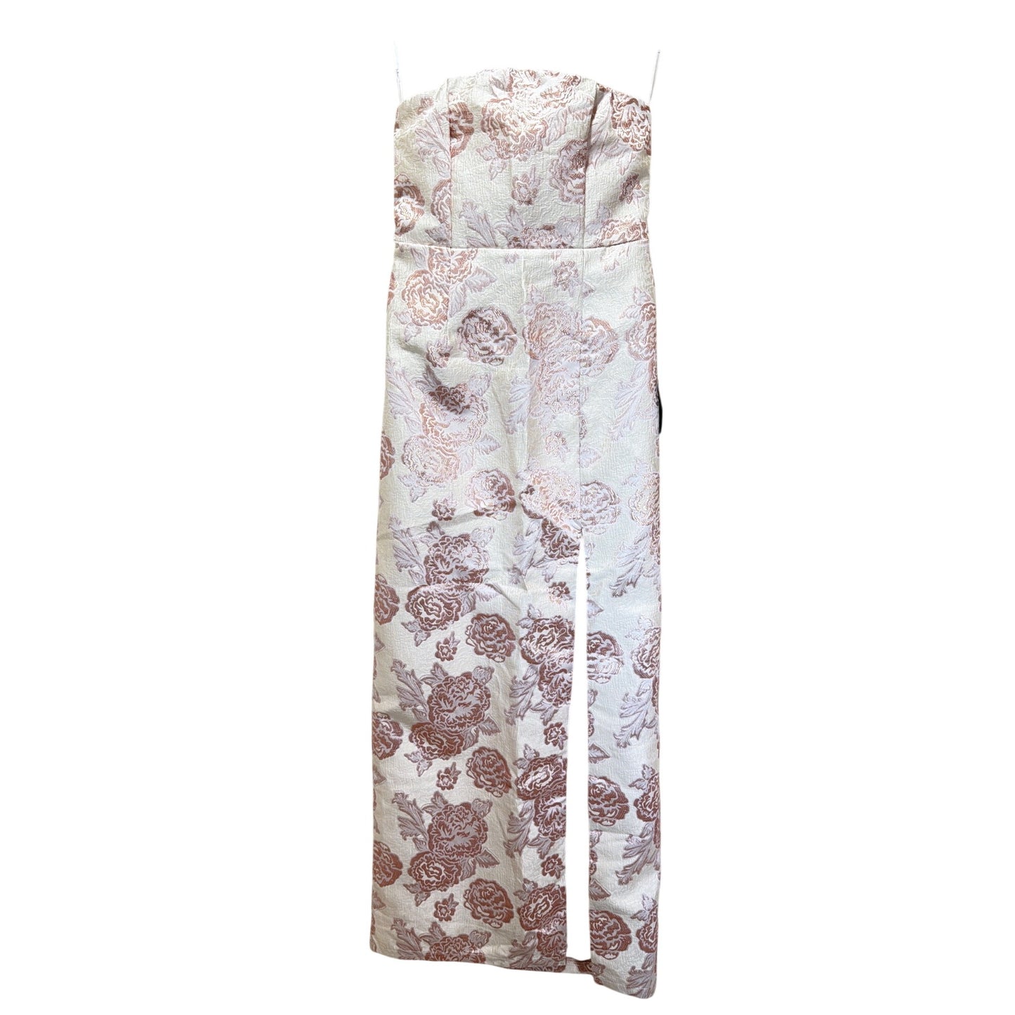 Lulus Redefine Regal Pale Pink Floral Jacquard Strapless Maxi Dress With Side Slit