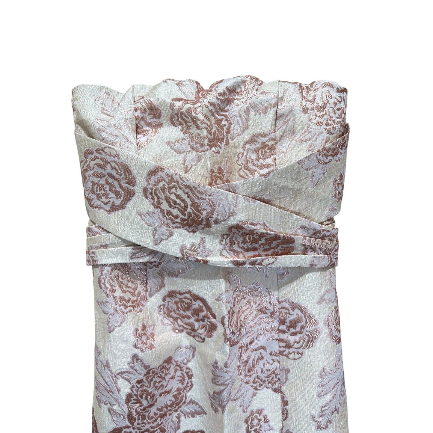 Lulus Redefine Regal Pale Pink Floral Jacquard Strapless Maxi Dress With Side Slit