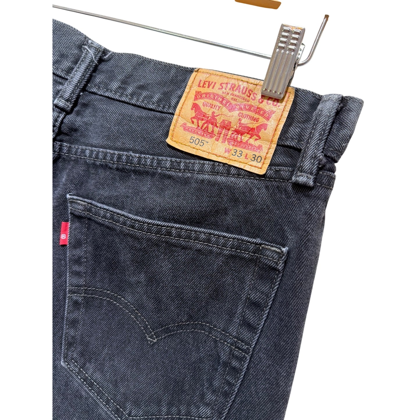 Levis 505 Regular Fit Mens Black Denim Jeans W33 L30
