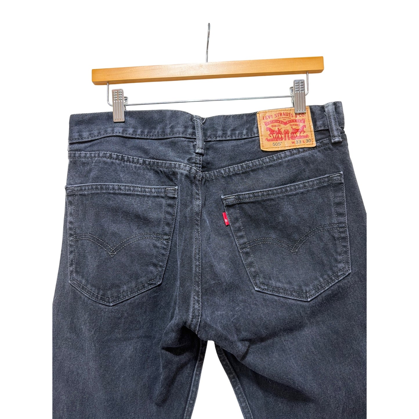 Levis 505 Regular Fit Mens Black Denim Jeans W33 L30