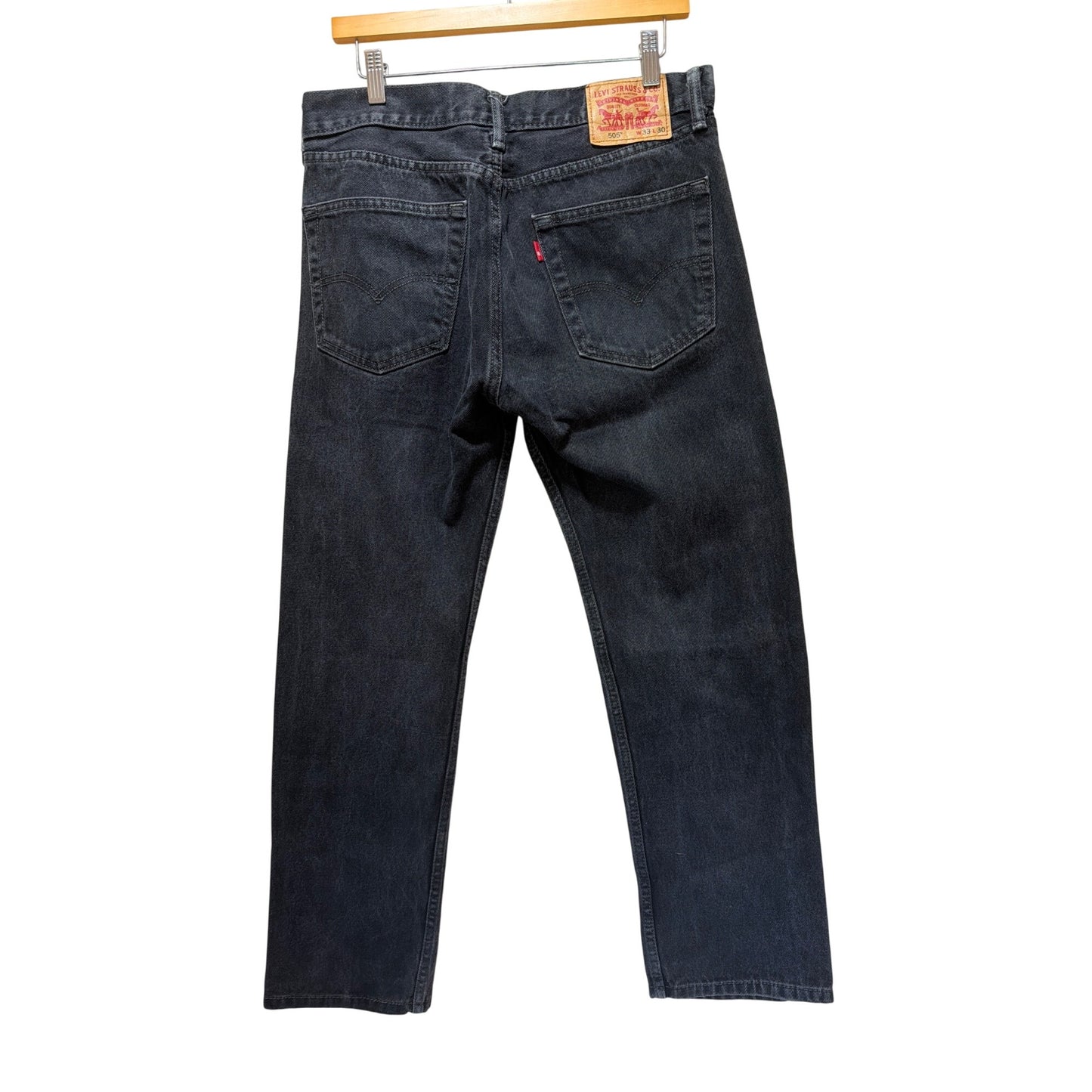 Levis 505 Regular Fit Mens Black Denim Jeans W33 L30