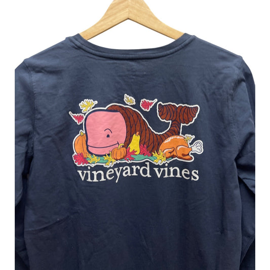 Vineyard Vines NWT Thanksgiving Whale Blue Long Sleeve Crewneck Tee