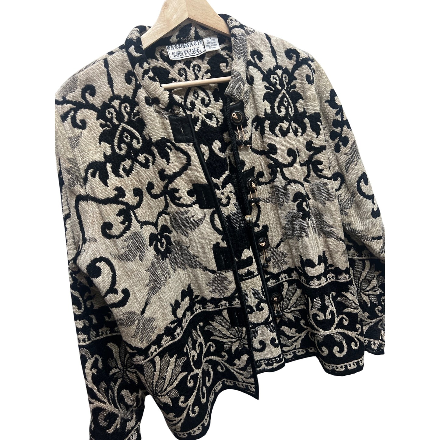 Flashback Couture Vintage 90's Black and Tan Floral Jacket