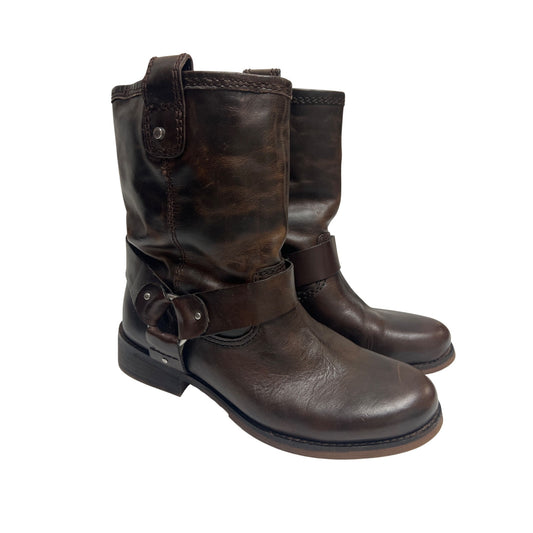 Giannie Bini Brown Genuine Leather & Buckle Moto Boots