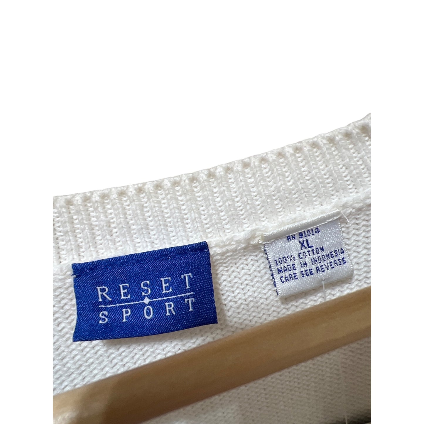 Reset Sport NWT Vintage 90's Dead Stock White Golf-Themed Knit Vest XL With Floral & Clubs Embroidery Sweater Vest