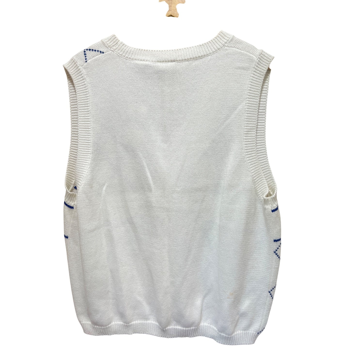Reset Sport NWT Vintage 90's Dead Stock White Golf-Themed Knit Vest XL With Floral & Clubs Embroidery Sweater Vest