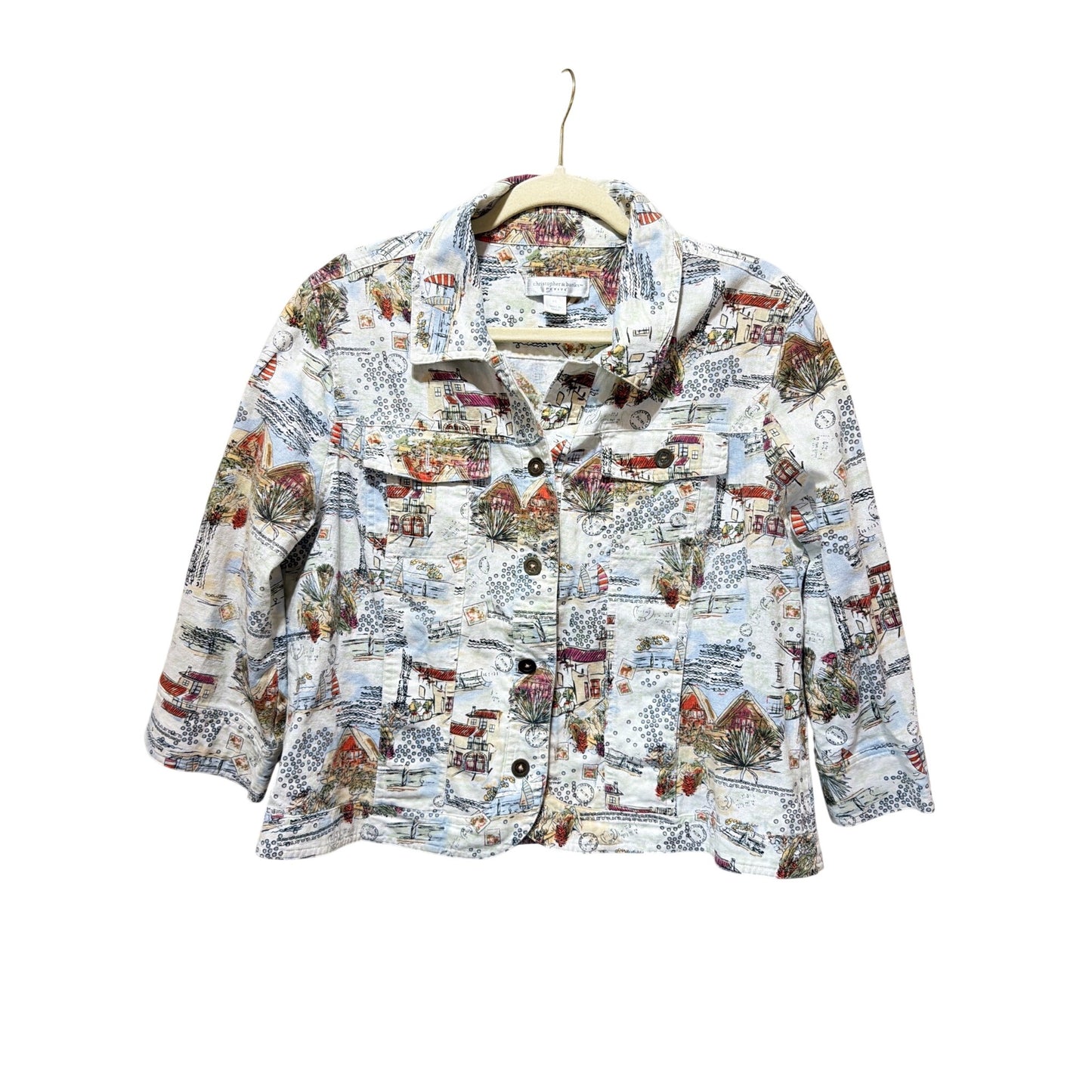 Christopher & Banks Petite Coastal-Themed Linen Cotton Jacket P/L