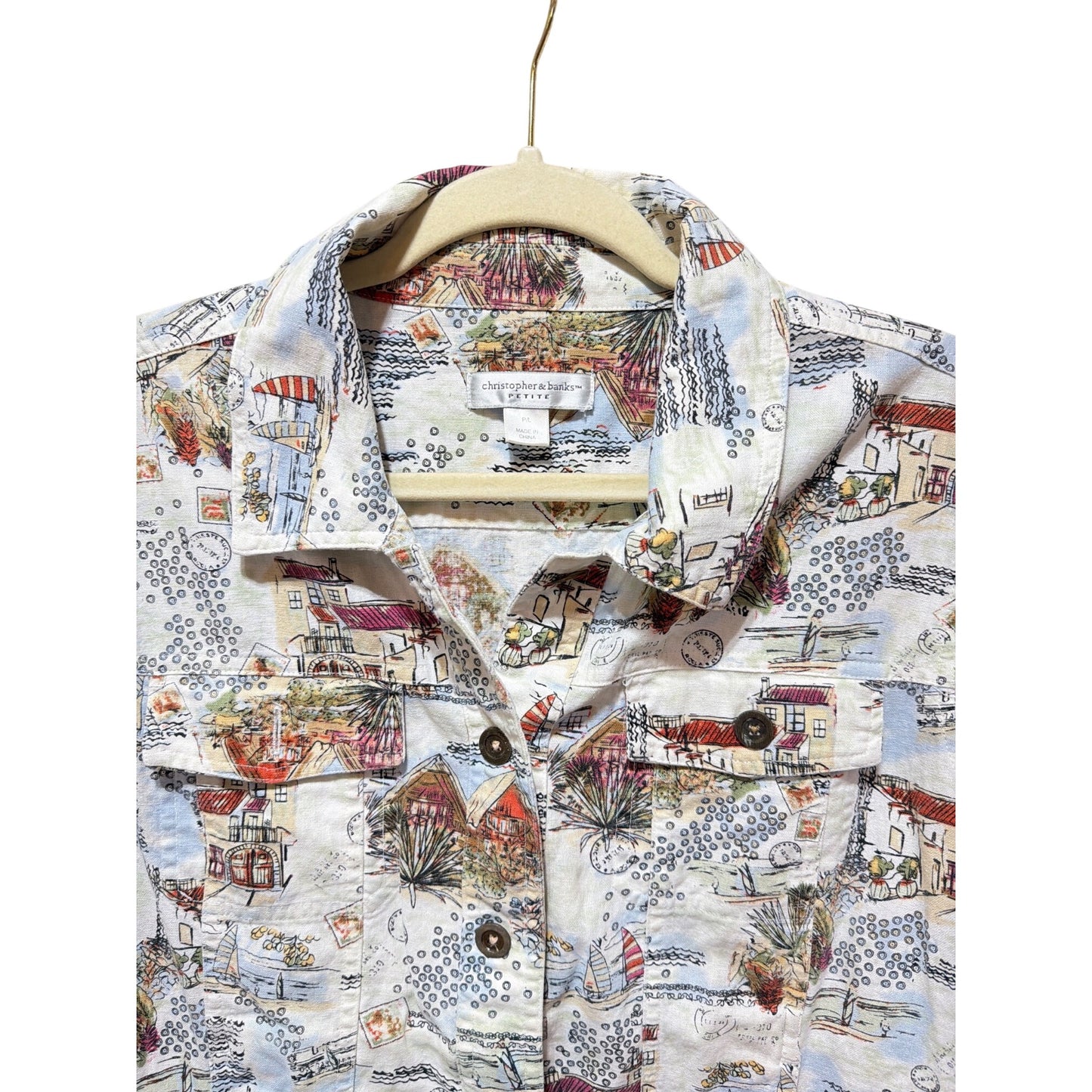 Christopher & Banks Petite Coastal-Themed Linen Cotton Jacket P/L