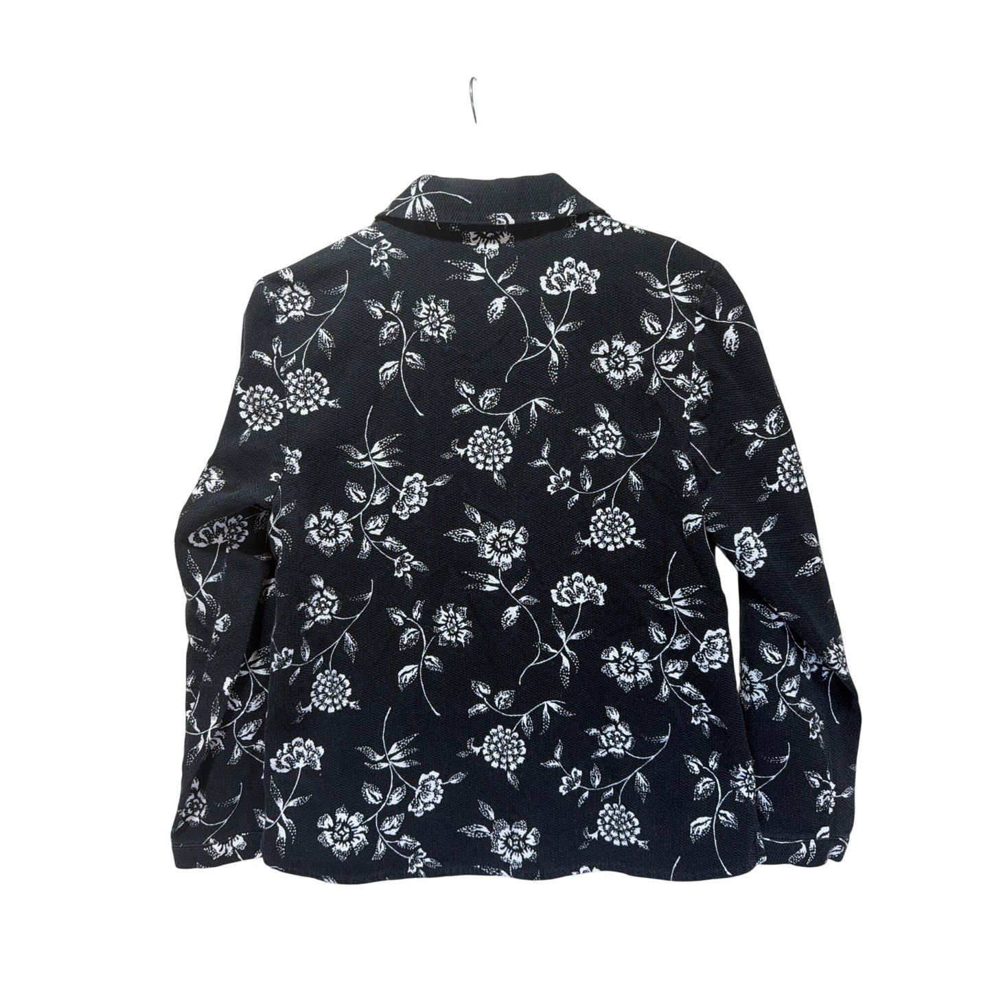 Pendleton Womens Black & White Floral Button-Up Blouse Size 8 100% Cotton