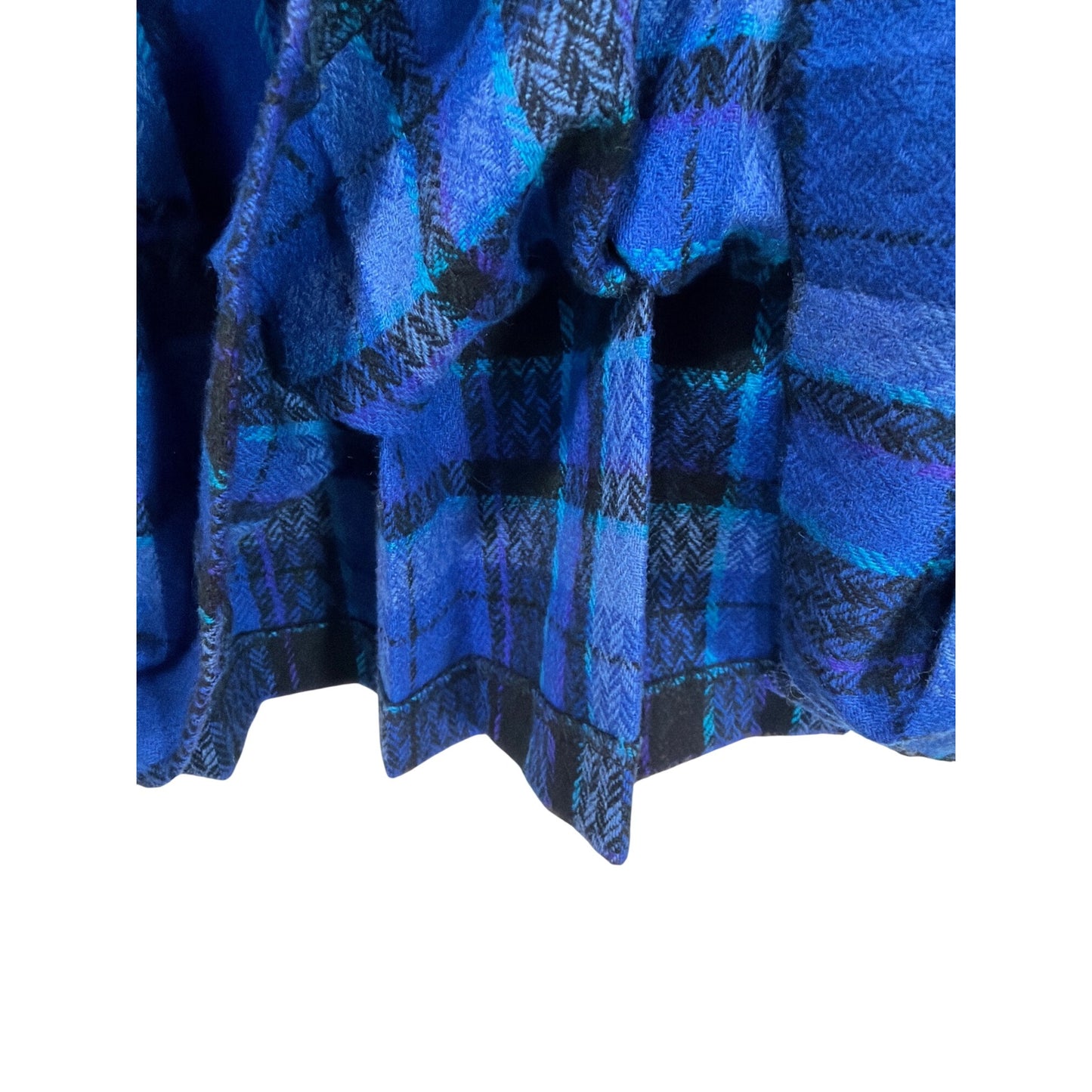 Pendleton Vintage 70s 80s Royal Blue Plaid Pleated Wool Midi Skirt Size 8
