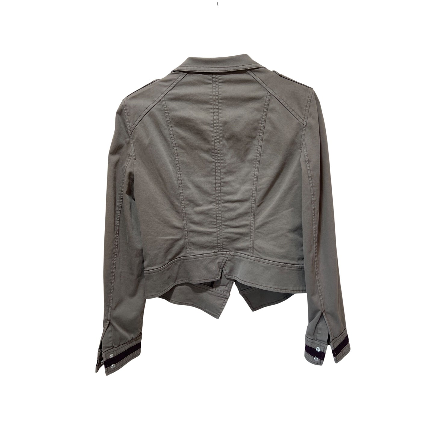 White House Black Market Military-Style Jacket With Jewel Buttons & Velvet Trim Size 6 Taupe & Plum