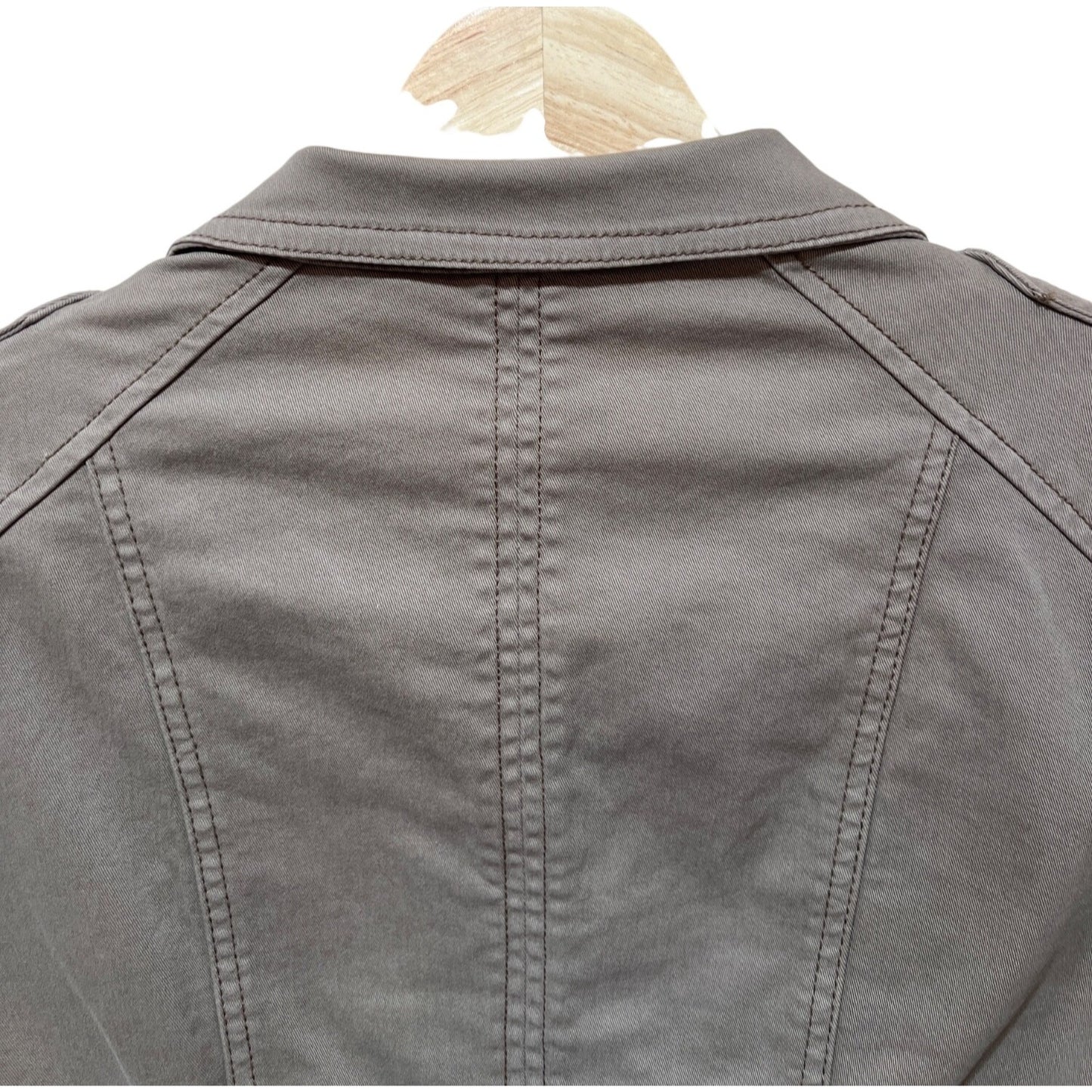 White House Black Market Military-Style Jacket With Jewel Buttons & Velvet Trim Size 6 Taupe & Plum
