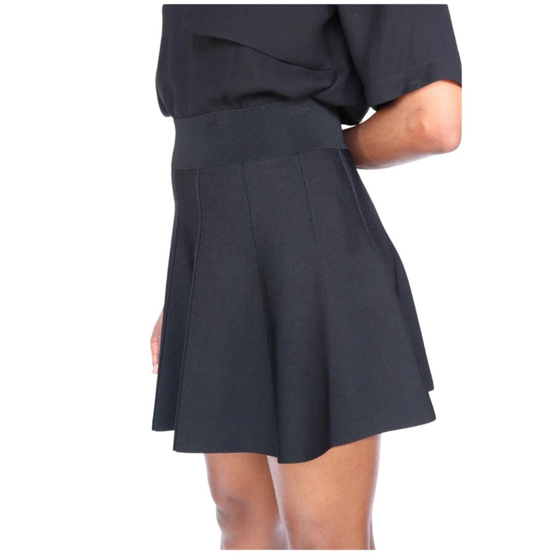 A.L.C. Black Knit Stretch Circle Mini Skirt