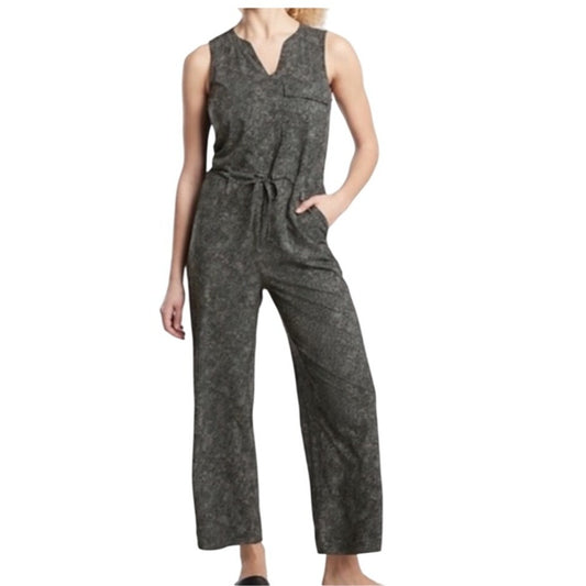 Athleta Gray and Black Topanga Sleeveless Athleisure Jumpsuit