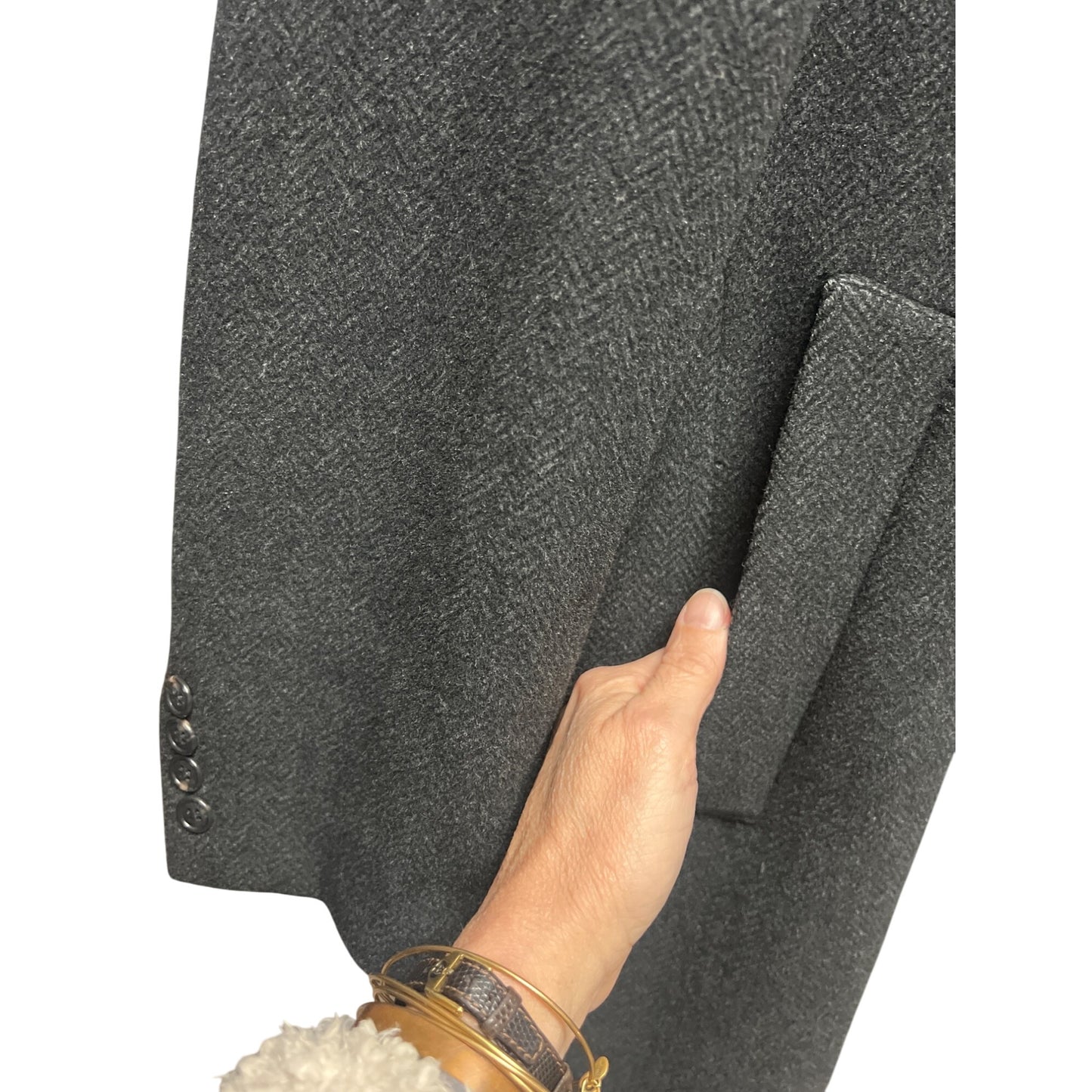 Lauren Ralph Lauren Dark Gray Cashmere Wool Blend Overcoat Trench